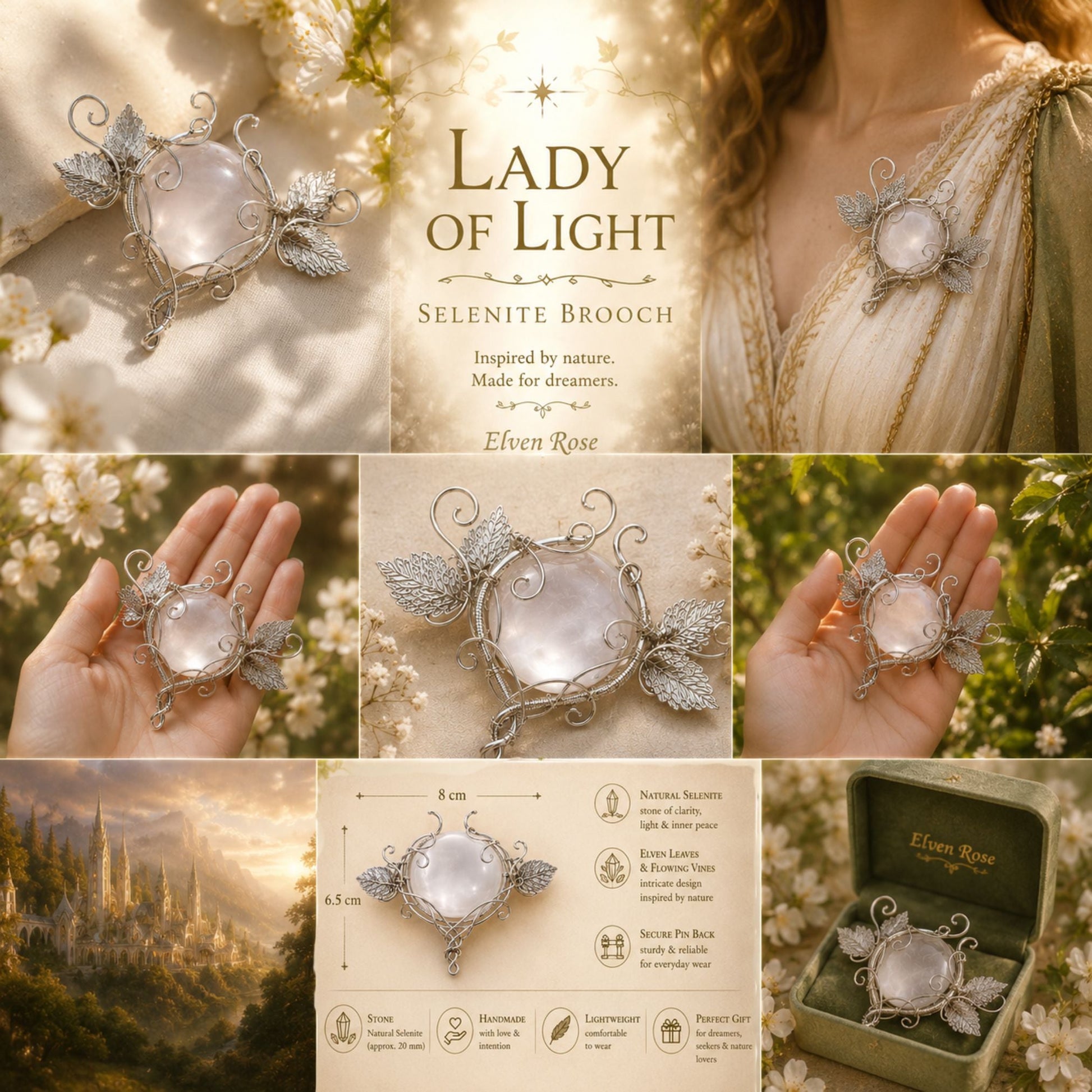 Lady of Light – Elven Brooch - Elven Rose