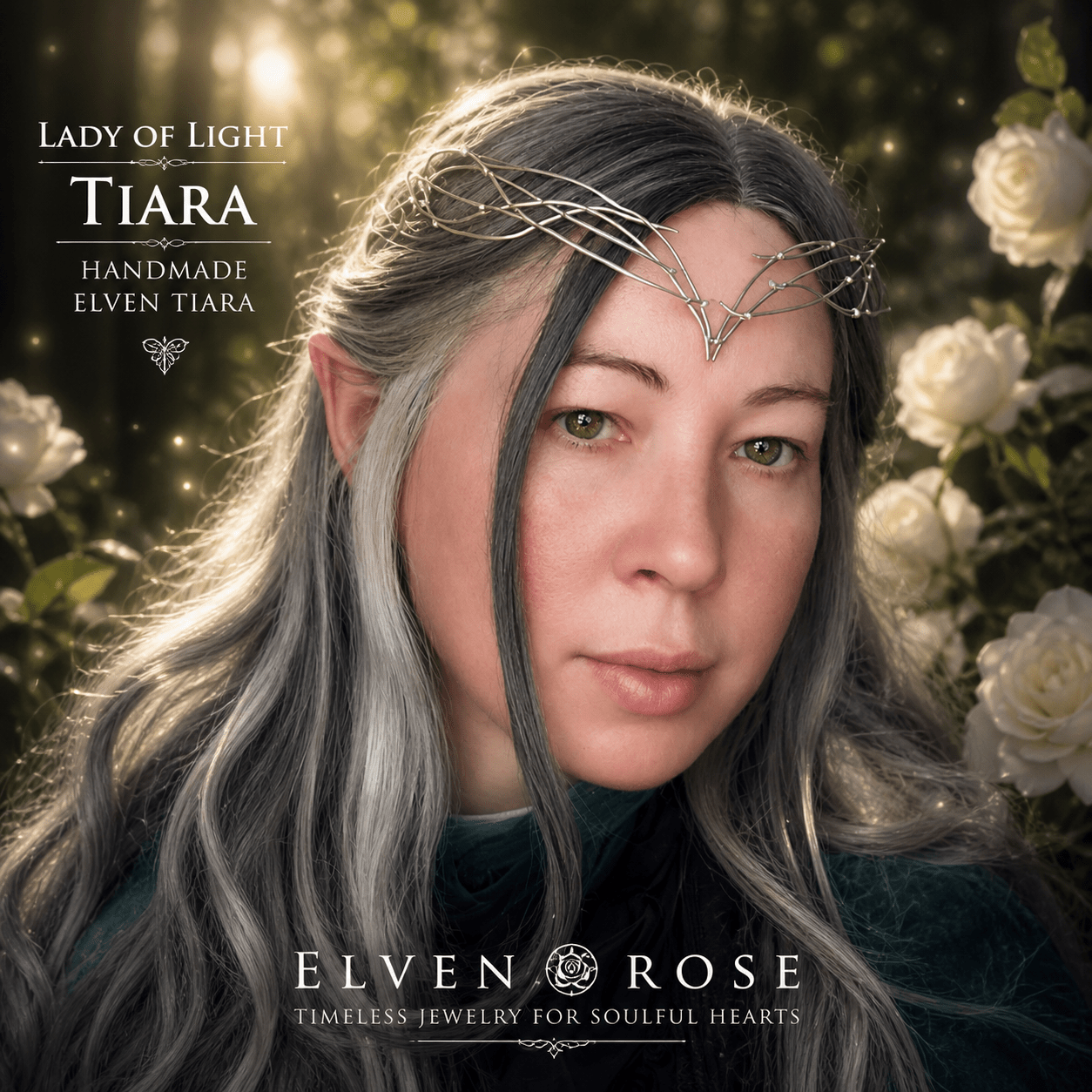 "Lady of Light" Fantasy Crystal Tiara - Elven Rose