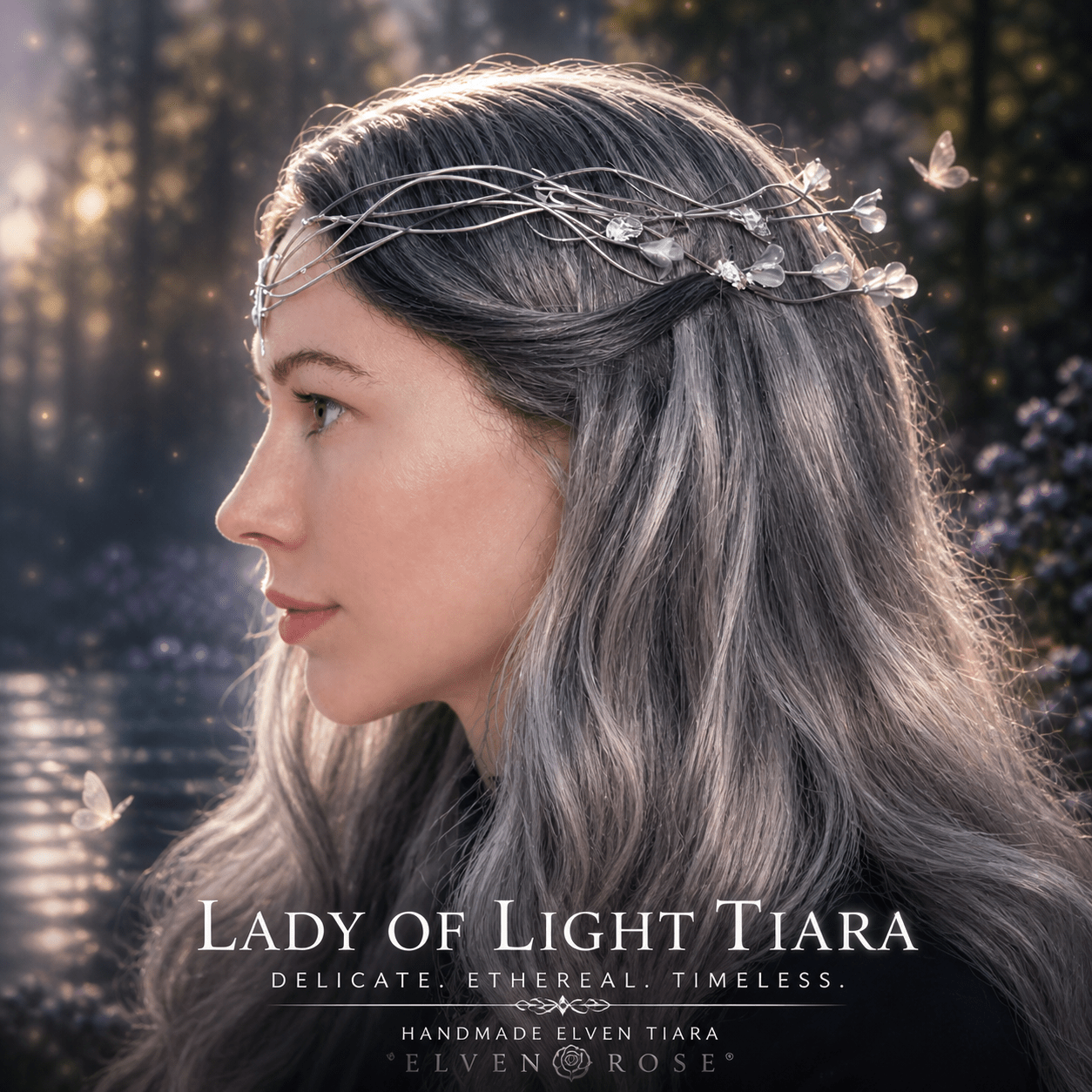 "Lady of Light" Fantasy Crystal Tiara - Elven Rose