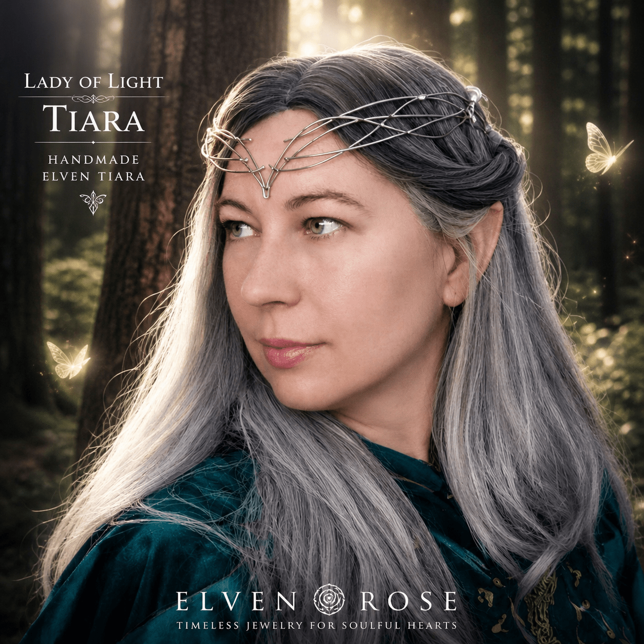 "Lady of Light" Fantasy Crystal Tiara - Elven Rose