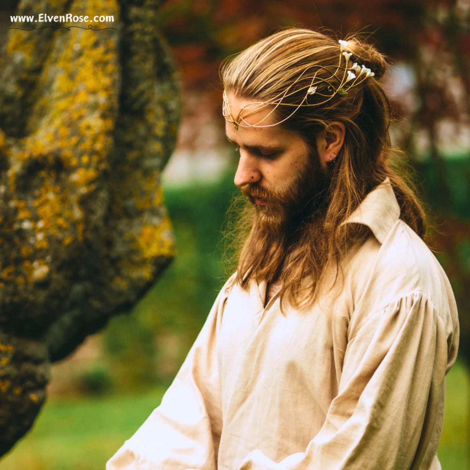 "Lord of Light" gold elven circlet for men - Elven Rose