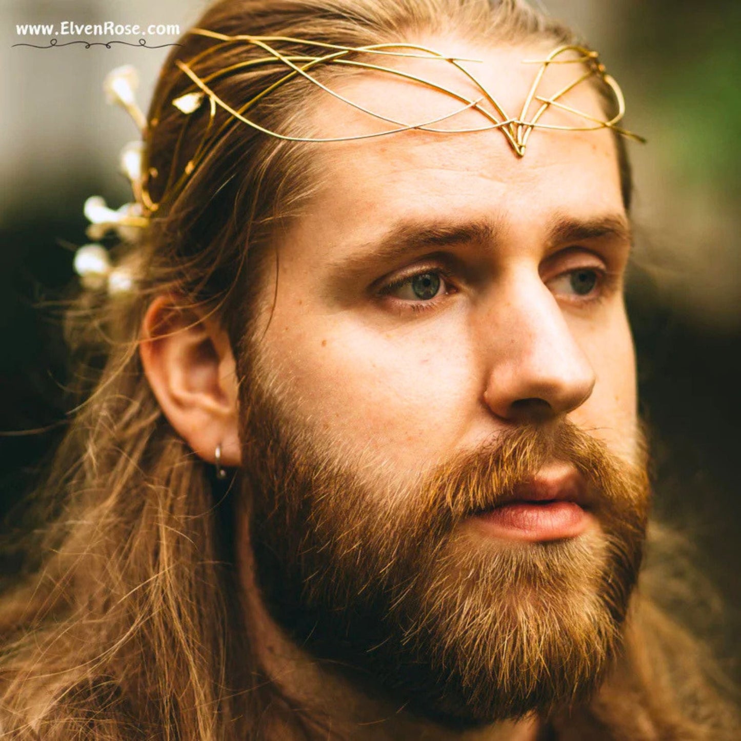 "Lord of Light" gold elven circlet for men - Elven Rose