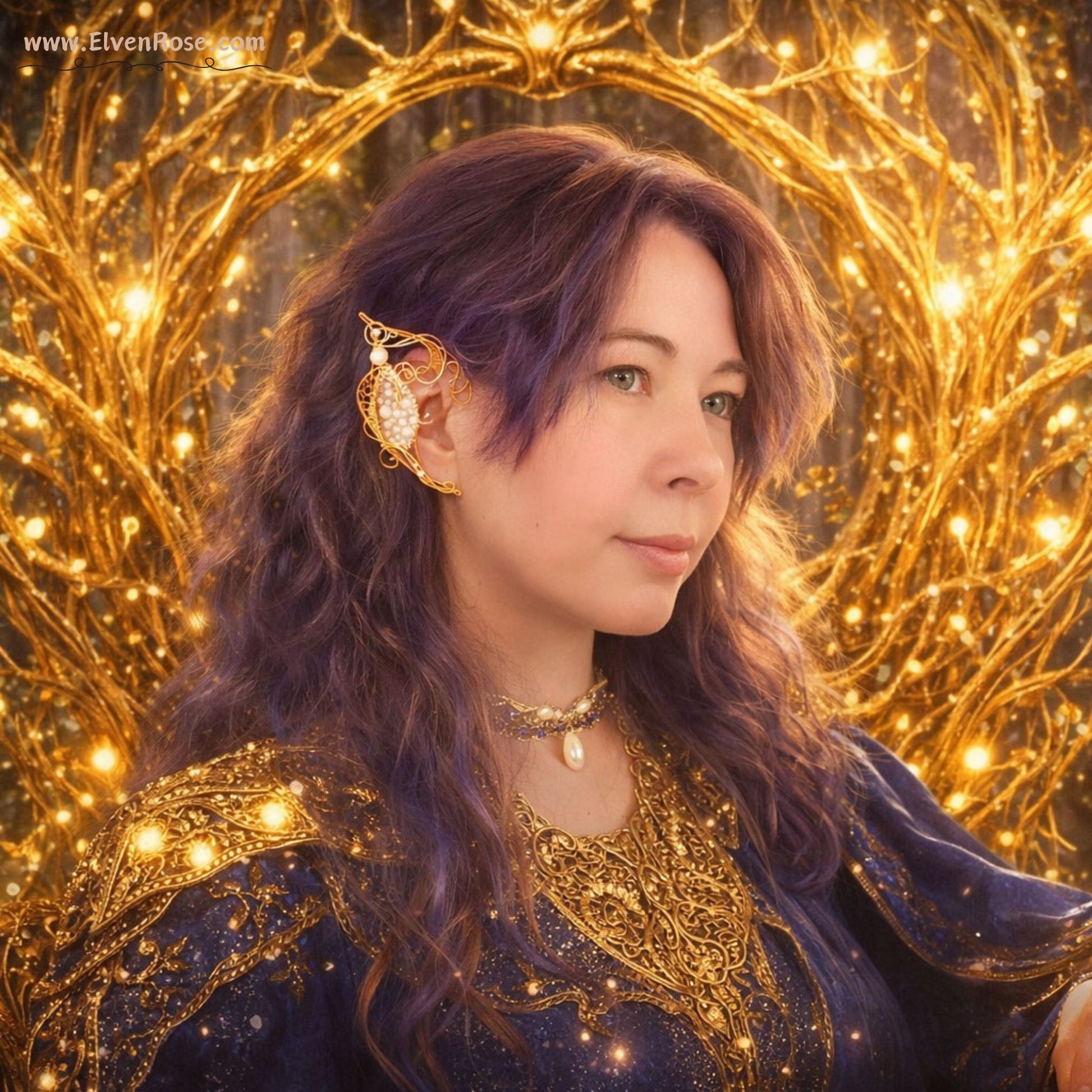Luminara Pearl Elf Ear Earrings - Elven Rose