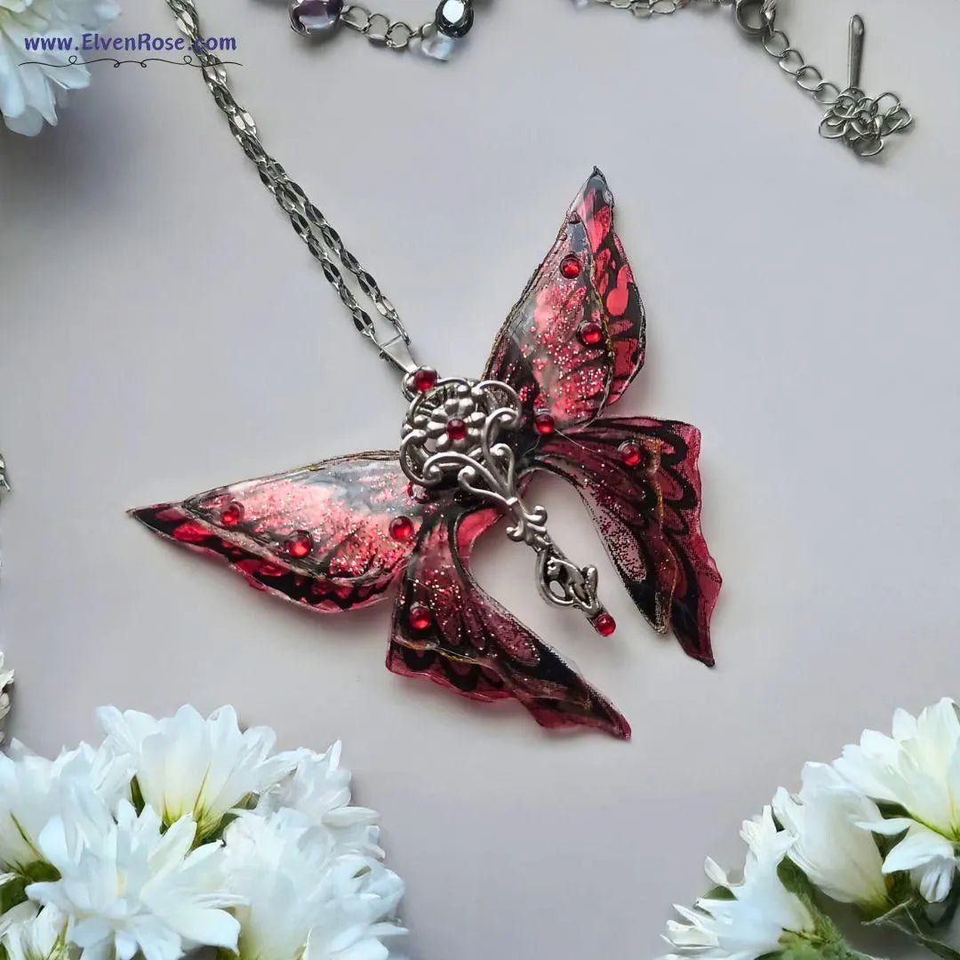 "Magic Butterfly Pendant" Gothic Butterfly Necklace - Elven Rose