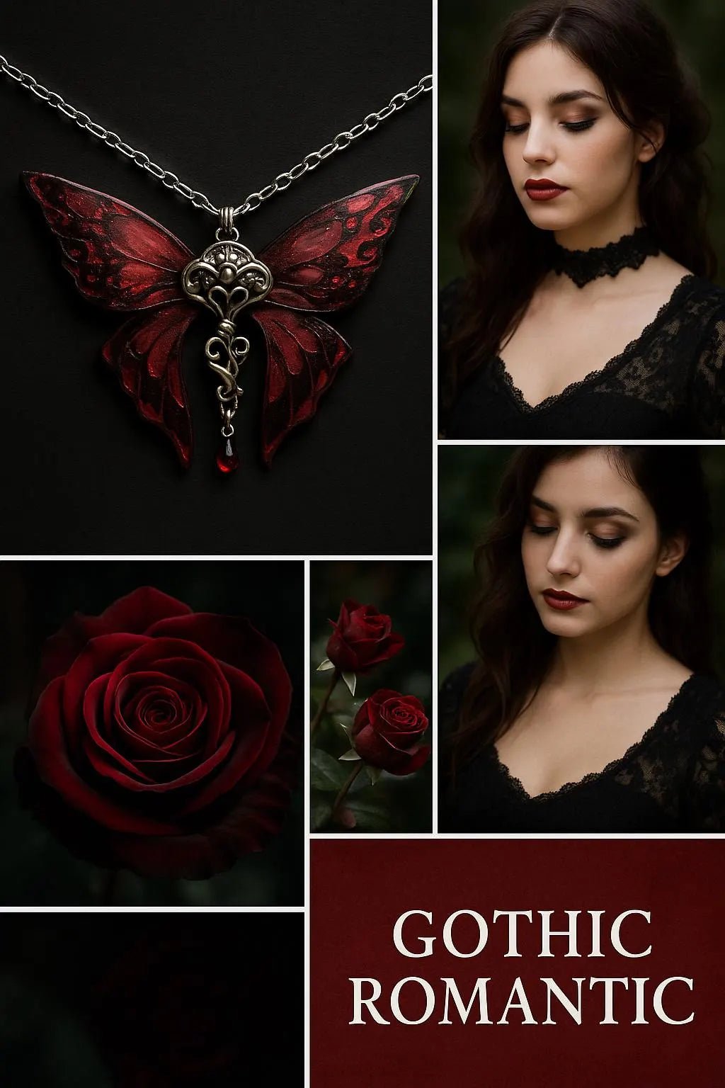 "Magic Butterfly Pendant" Gothic Butterfly Necklace - Elven Rose