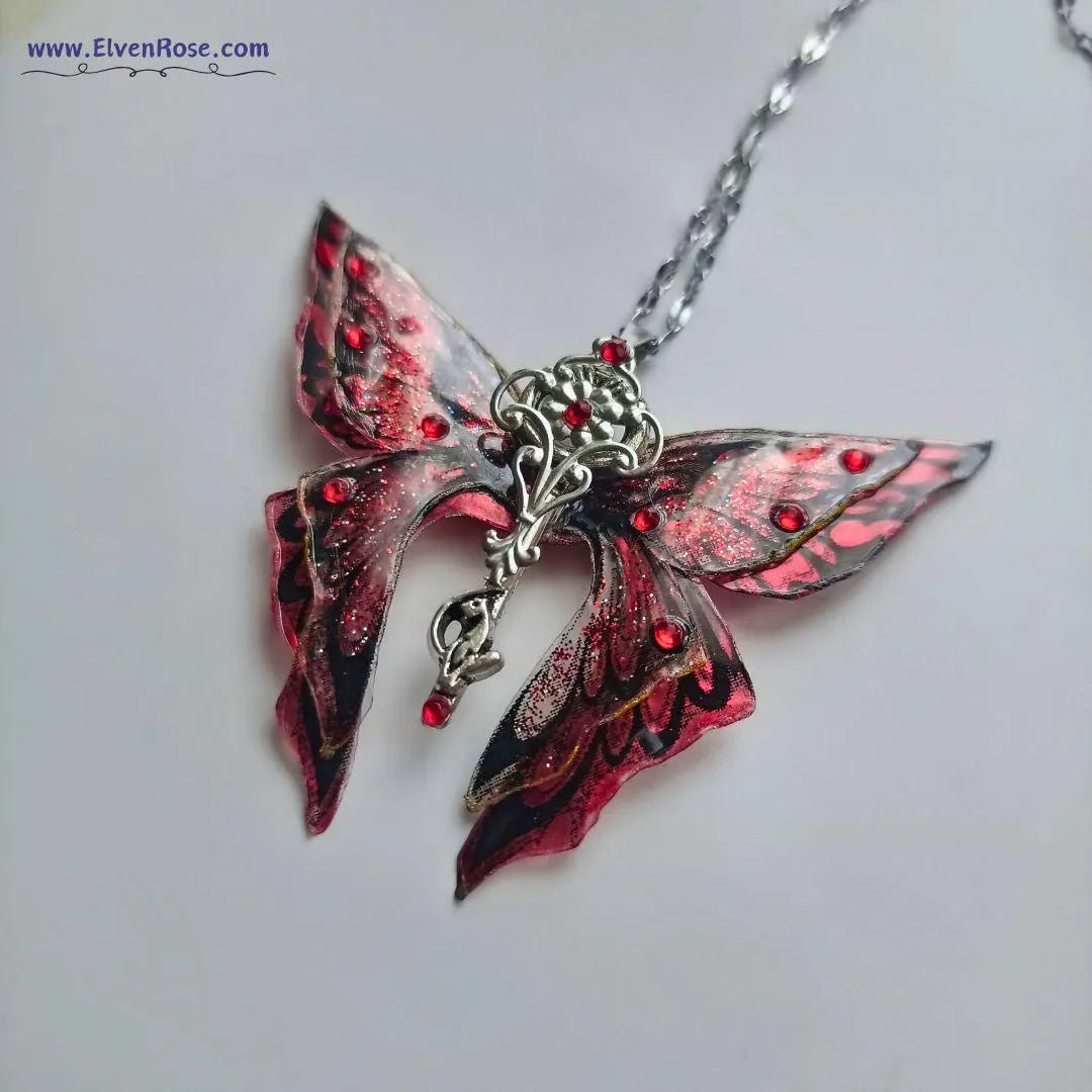 "Magic Butterfly Pendant" Gothic Butterfly Necklace - Elven Rose