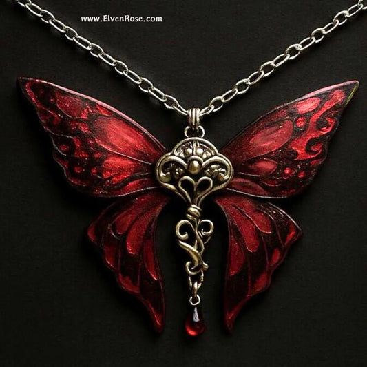 "Magic Butterfly Pendant" Gothic Butterfly Necklace - Elven Rose