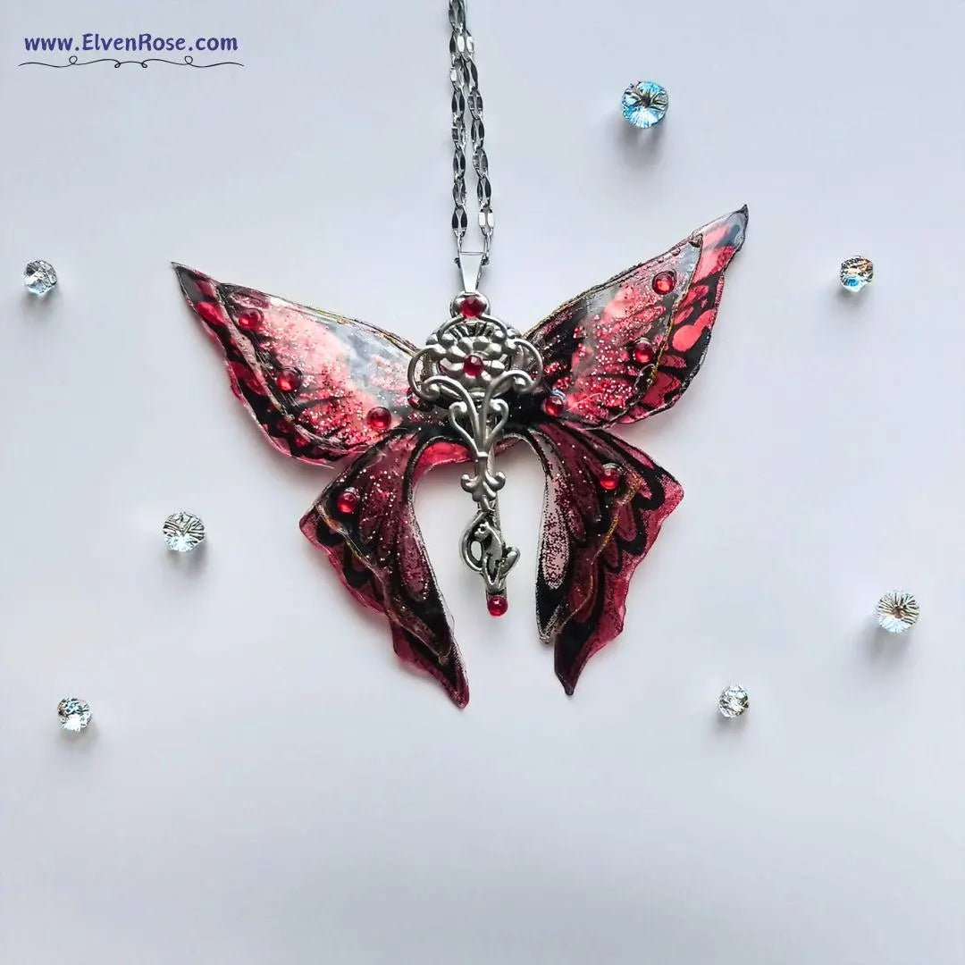 "Magic Butterfly Pendant" Gothic Butterfly Necklace - Elven Rose