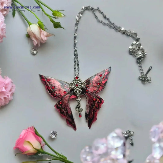 "Magic Butterfly Pendant" Gothic Butterfly Necklace - Elven Rose