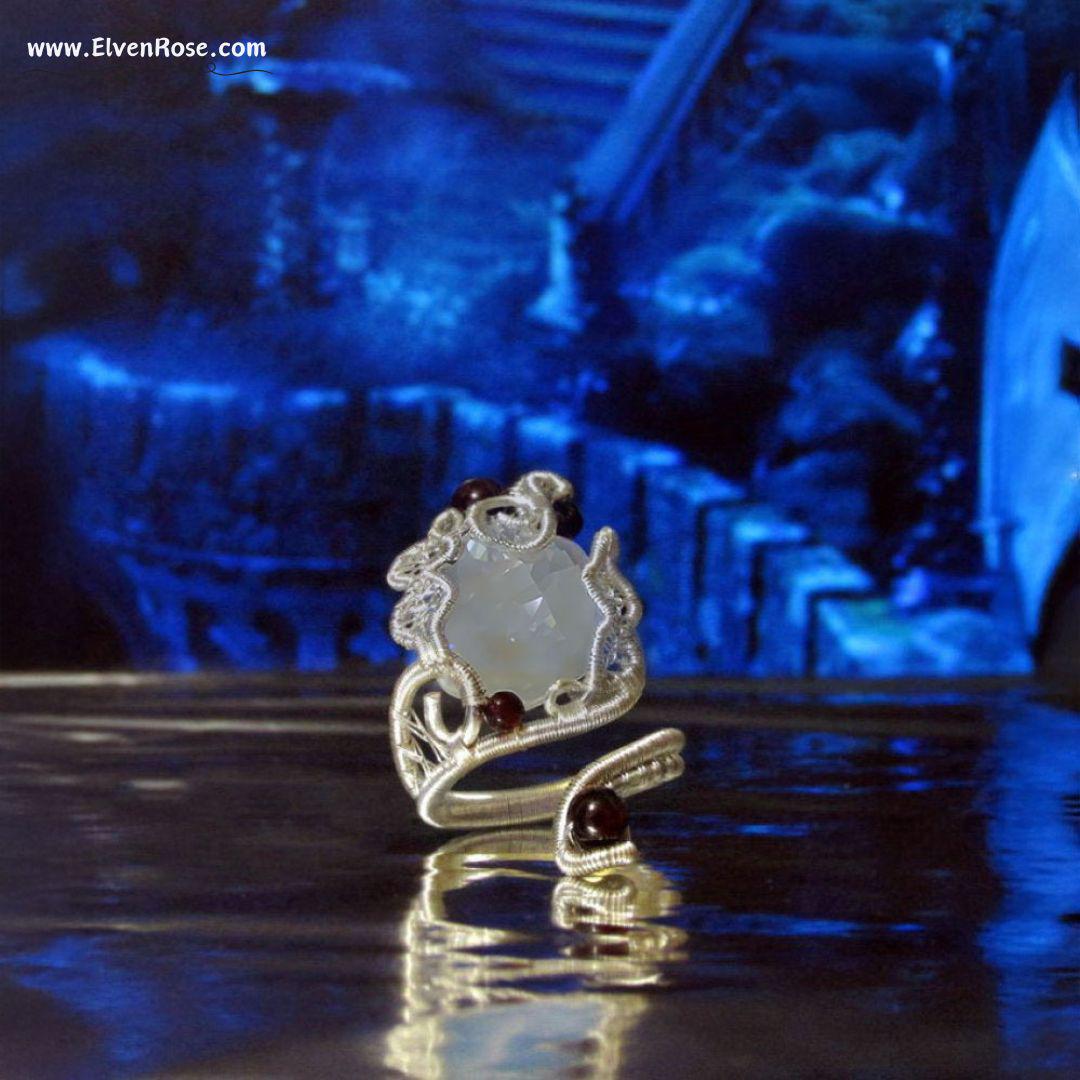 "Magic Mirror" Fantasy Crystal Ring - Elven Rose