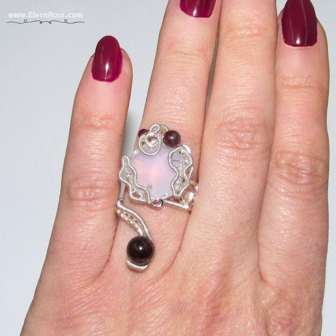 "Magic Mirror" Fantasy Crystal Ring - Elven Rose