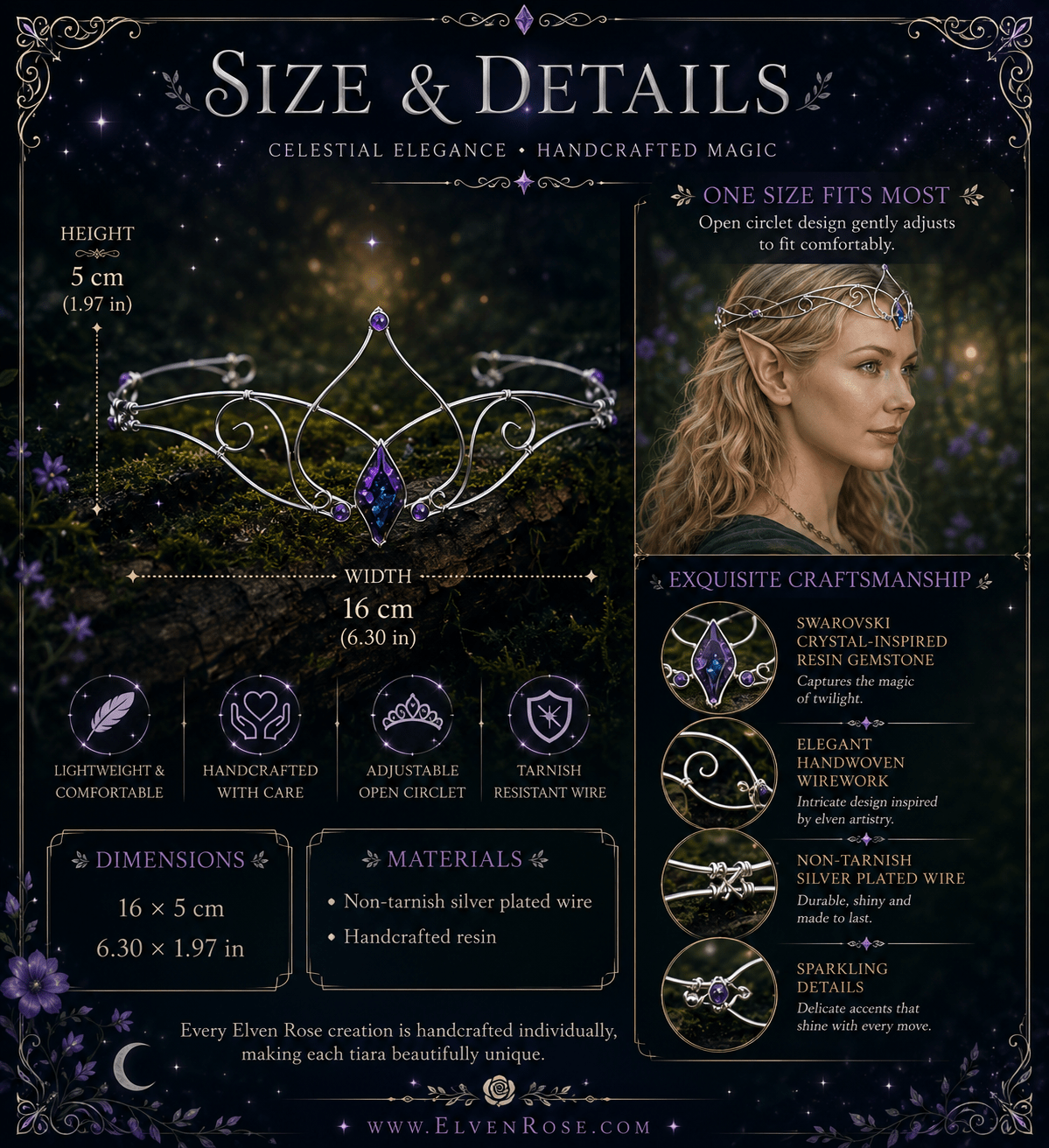 "Magic Soul" Fantasy Crystal Tiara - Elven Rose