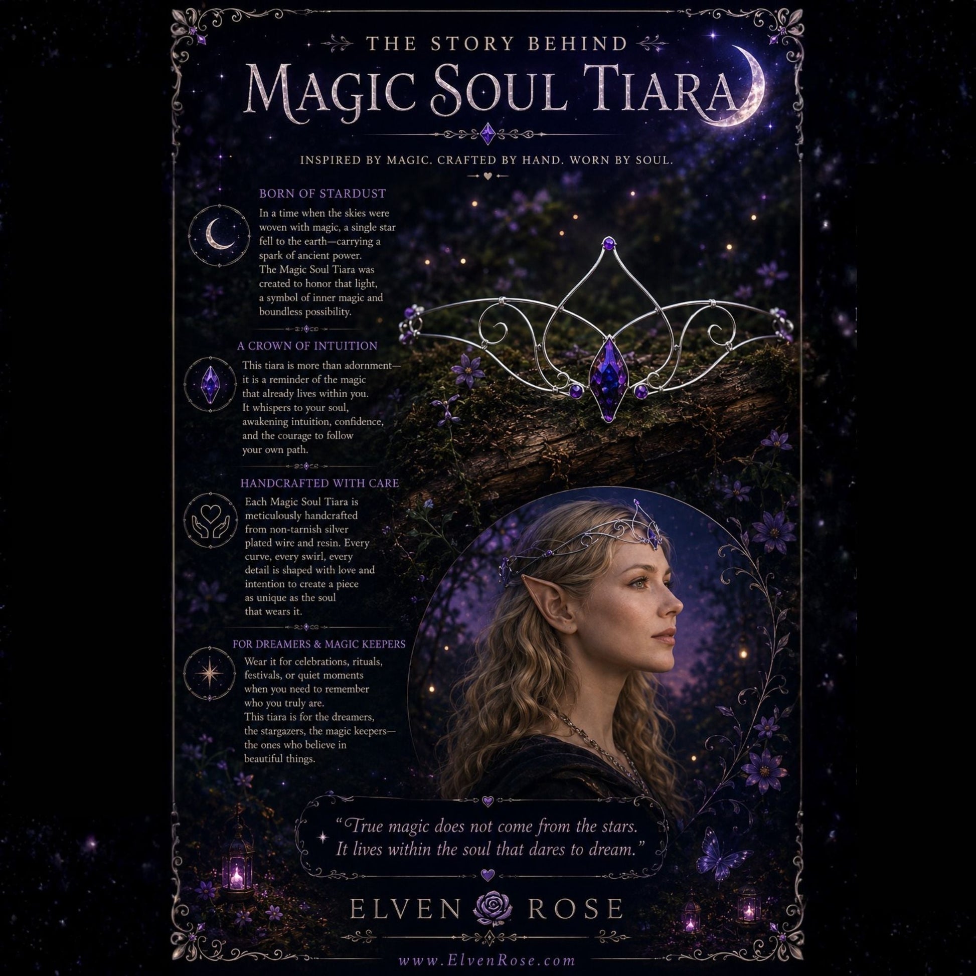 "Magic Soul" Fantasy Crystal Tiara - Elven Rose