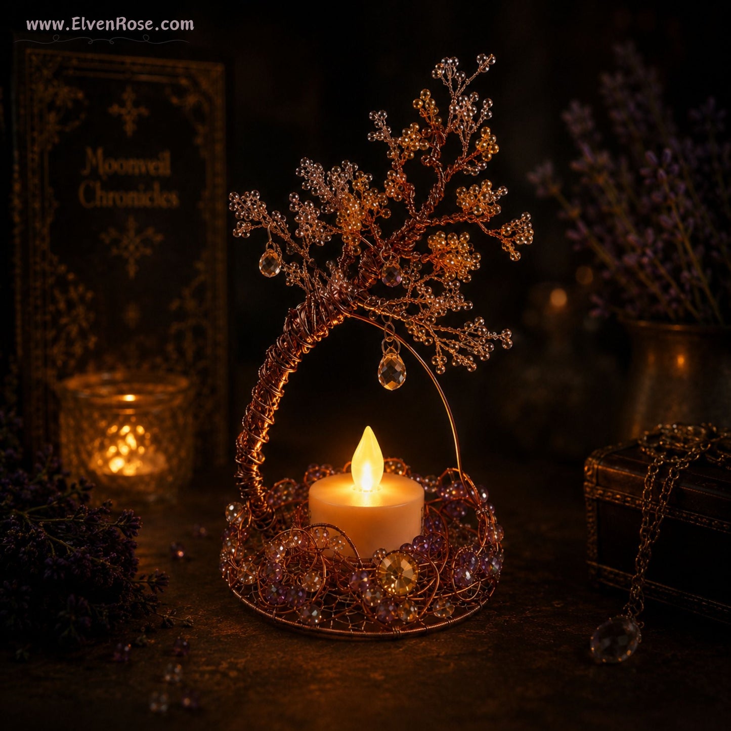 Memory Tree Lamp – Moonveil Chronicles Fantasy Decor - Elven Rose