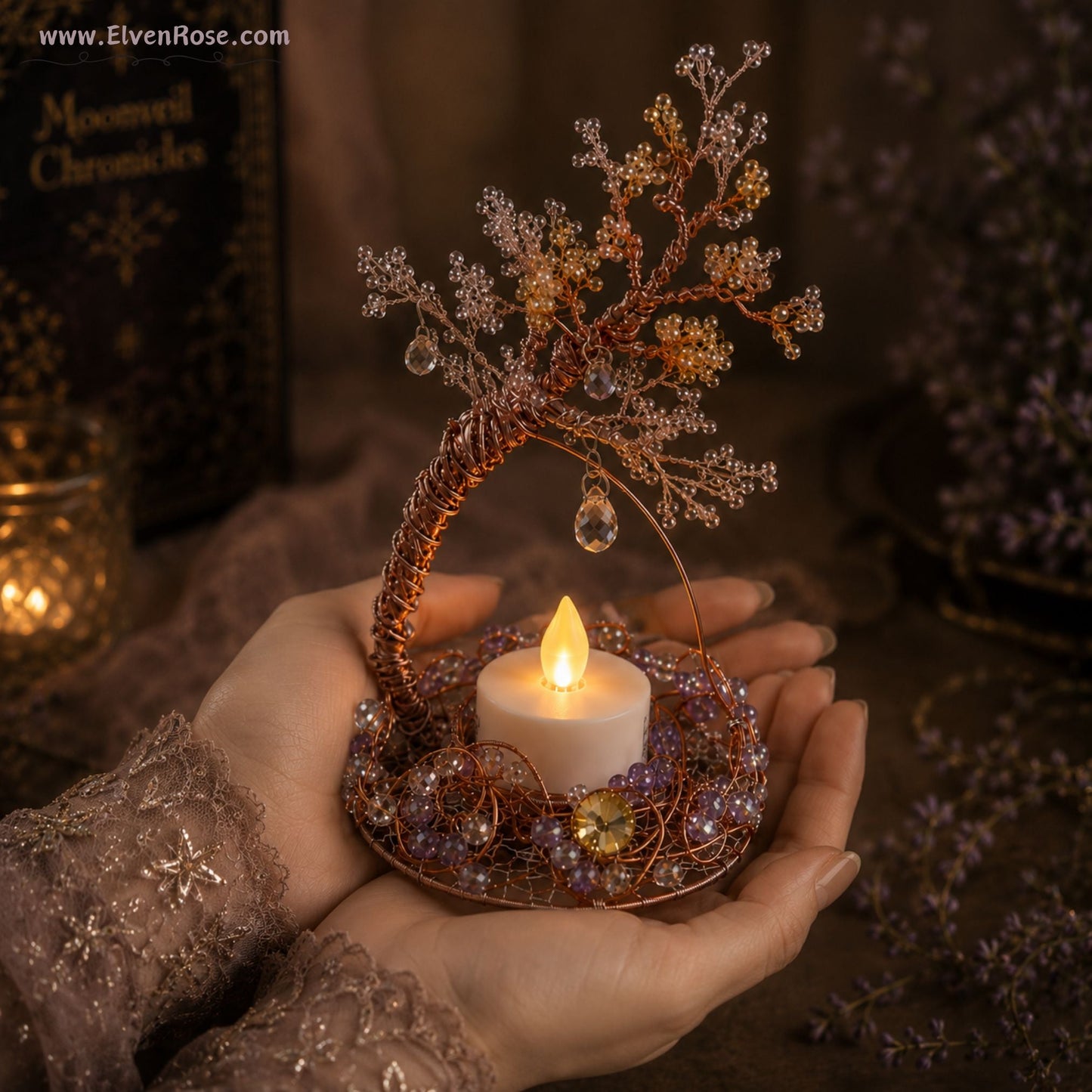 Memory Tree Lamp – Moonveil Chronicles Fantasy Decor - Elven Rose