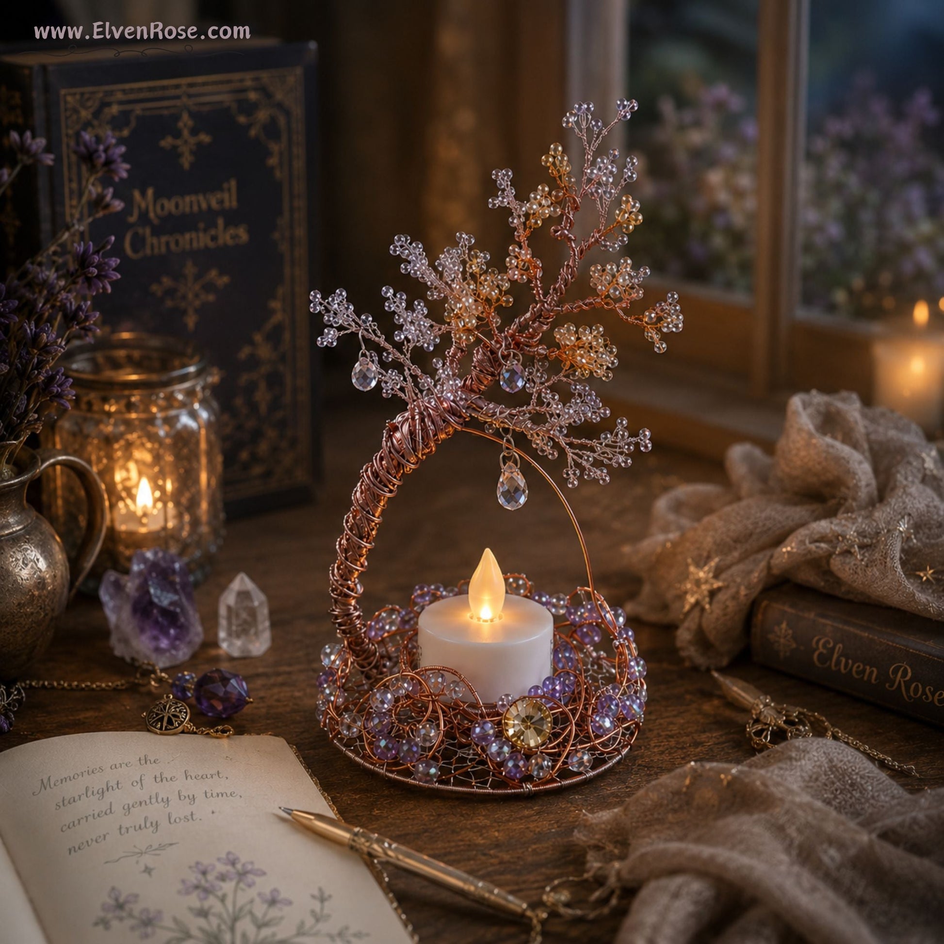 Memory Tree Lamp – Moonveil Chronicles Fantasy Decor - Elven Rose