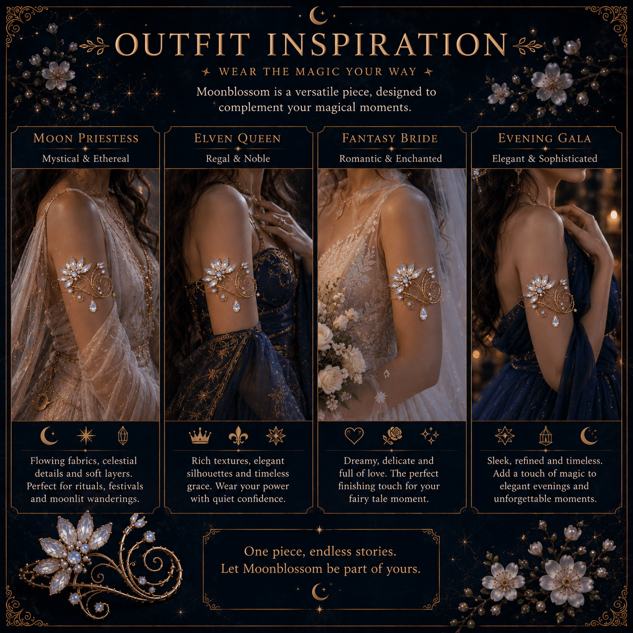 Moonblossom Arm Cuff - Elven Rose