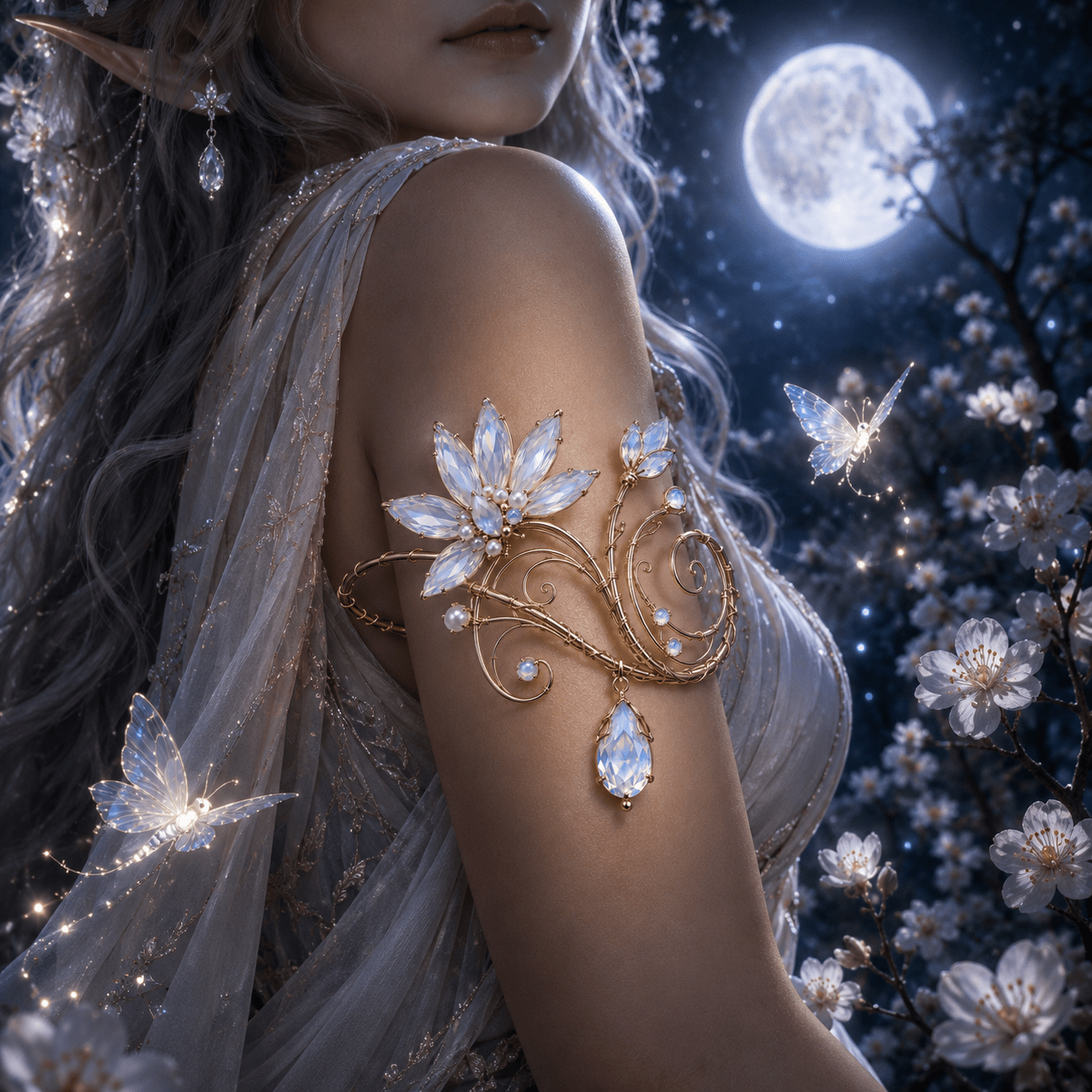 Moonblossom Arm Cuff - Elven Rose