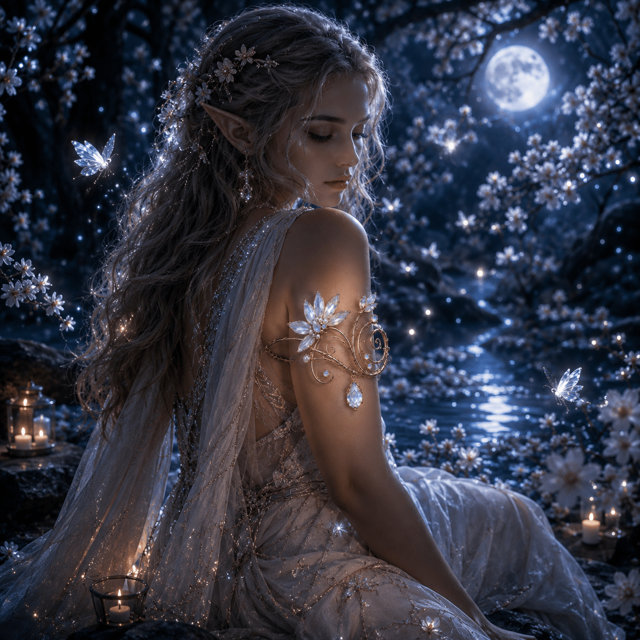 Moonblossom Arm Cuff - Elven Rose