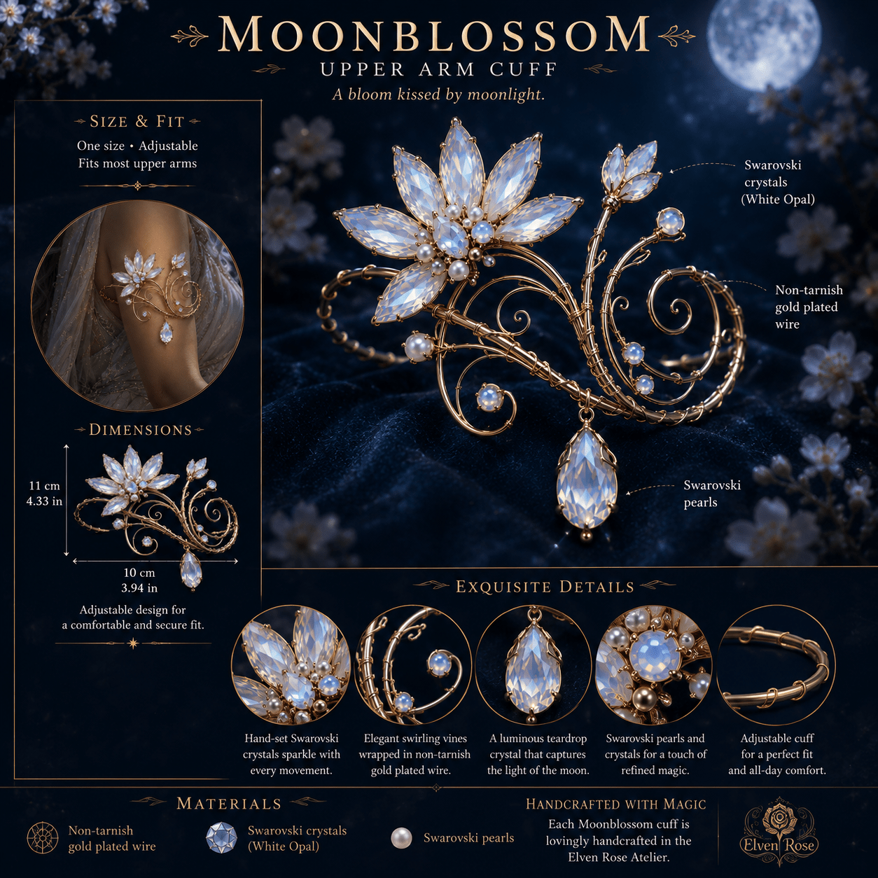 Moonblossom Arm Cuff - Elven Rose