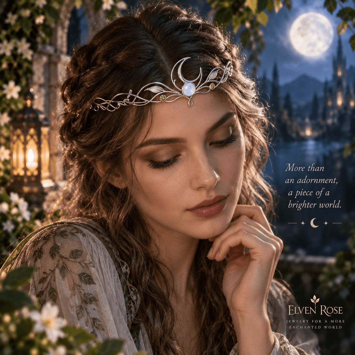 Moonlit Bough Tiara - Elven Rose