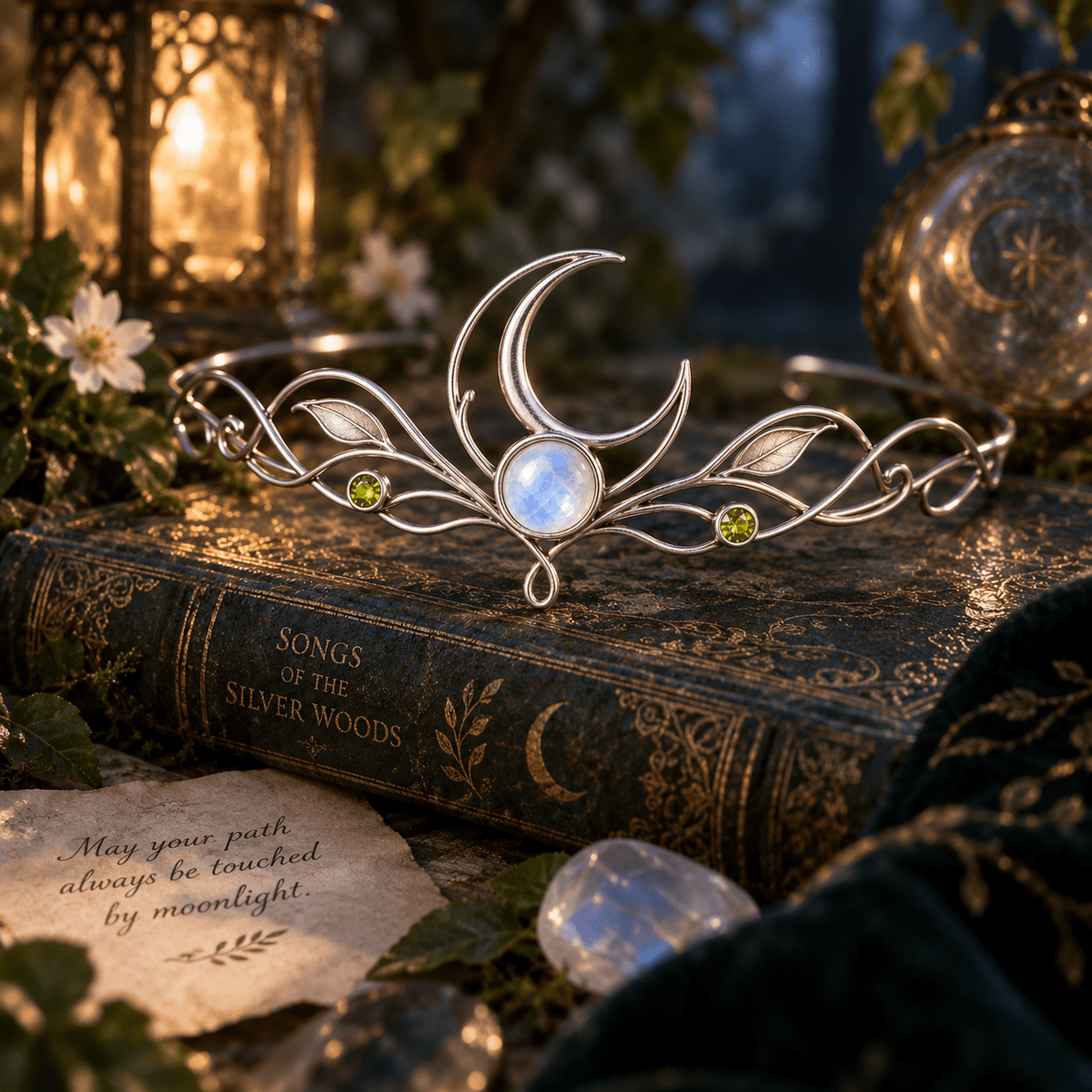 Moonlit Bough Tiara - Elven Rose