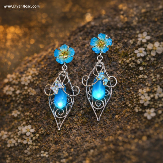 Moonpetal Glow Earrings - Elven Rose