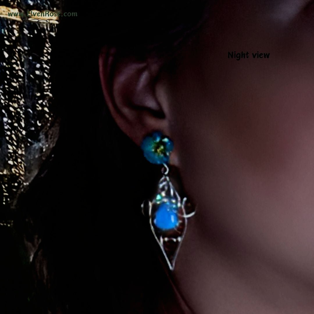 Moonpetal Glow Earrings - Elven Rose