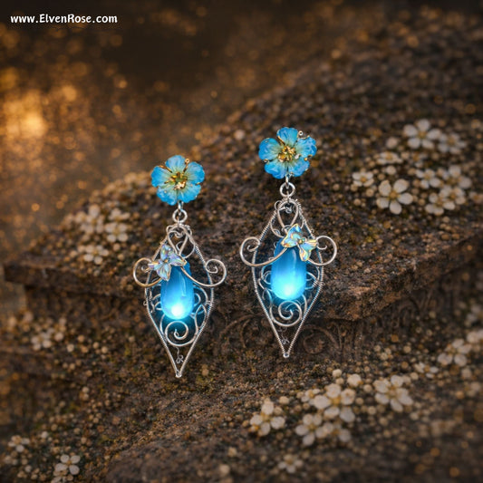 Moonpetal Glow Earrings - Elven Rose
