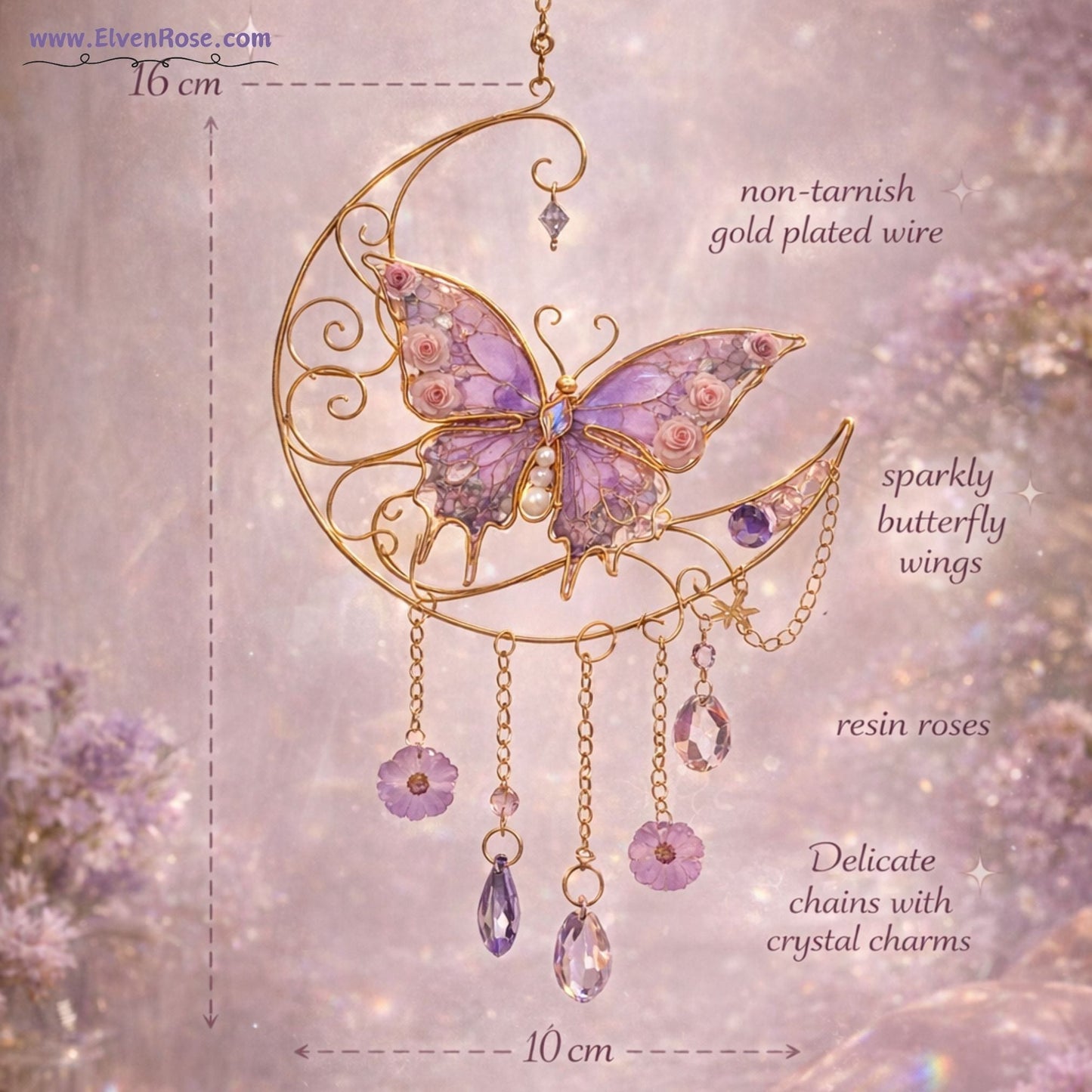 Moonveil Butterfly Suncatcher - Elven Rose