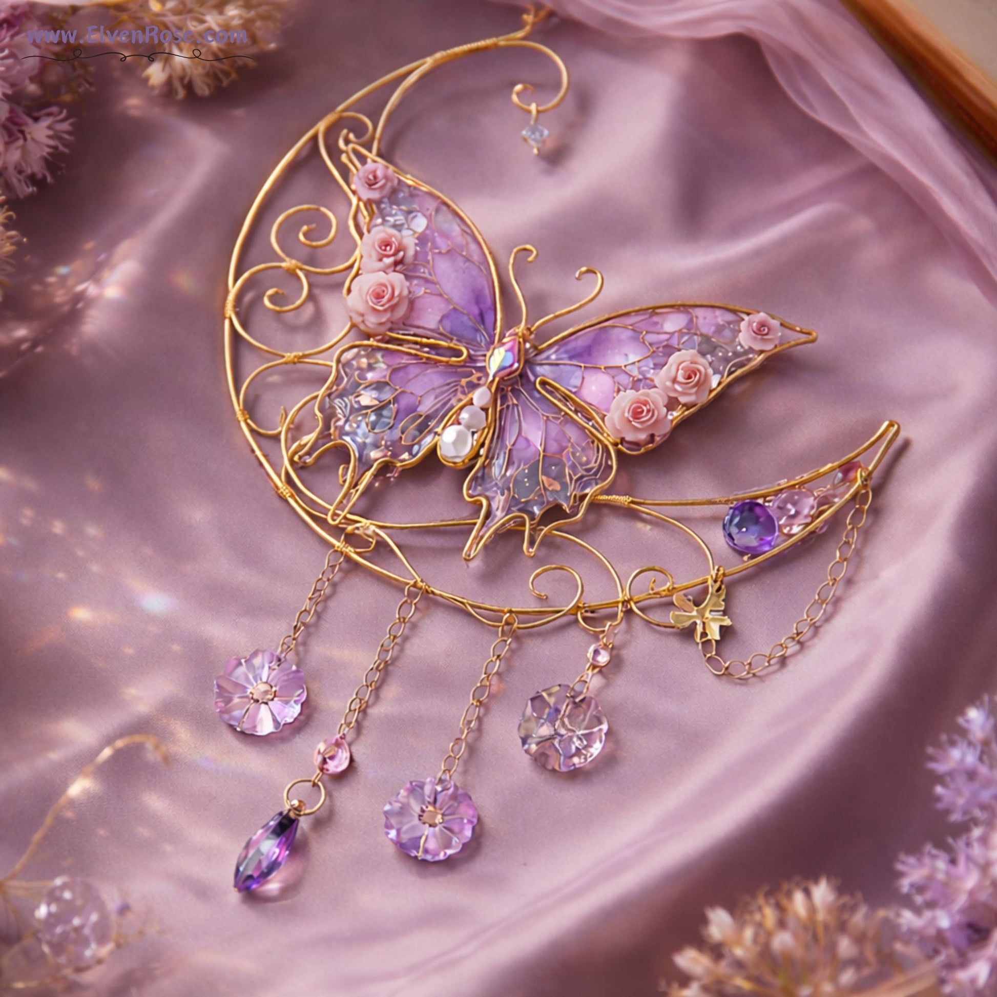 Moonveil Butterfly Suncatcher - Elven Rose