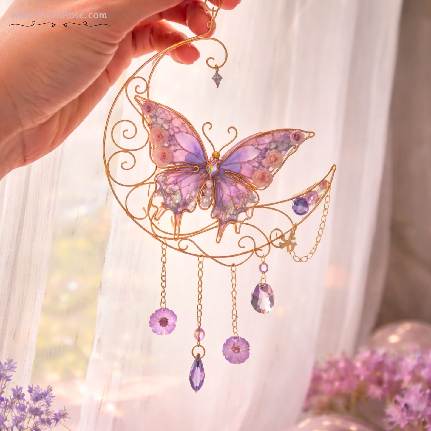 Moonveil Butterfly Suncatcher - Elven Rose