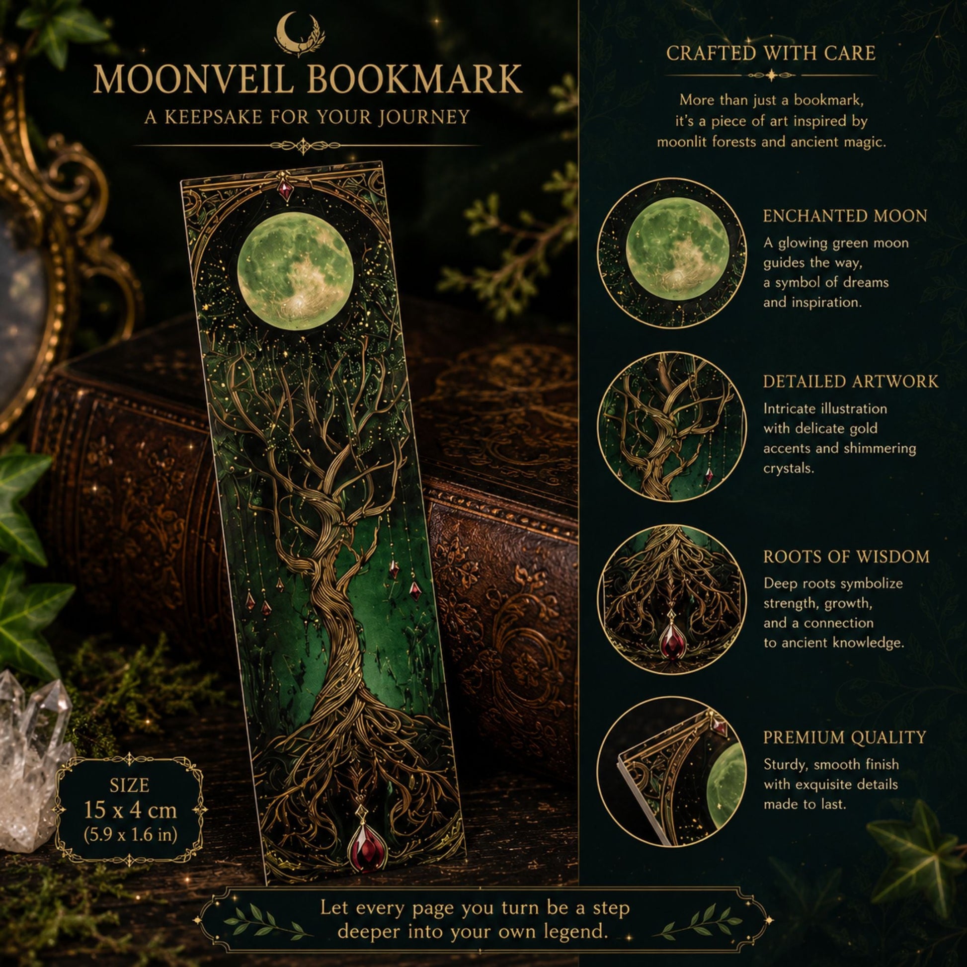 Moonveil Scribe Set - A Handcrafted Fantasy Writing Collection - Elven Rose