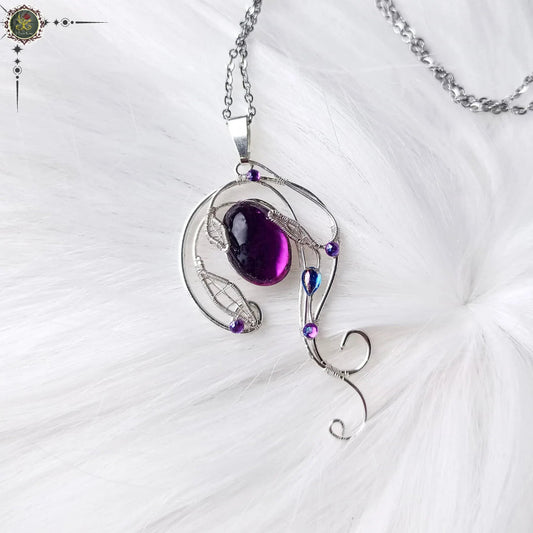 "Mystical Violet Lake Pendant" Fantasy Crystal Necklace - Elven Rose