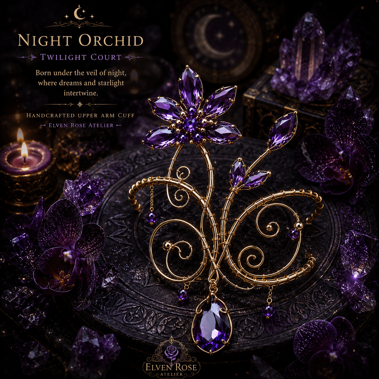 Night Orchid Arm Cuff - Elven Rose