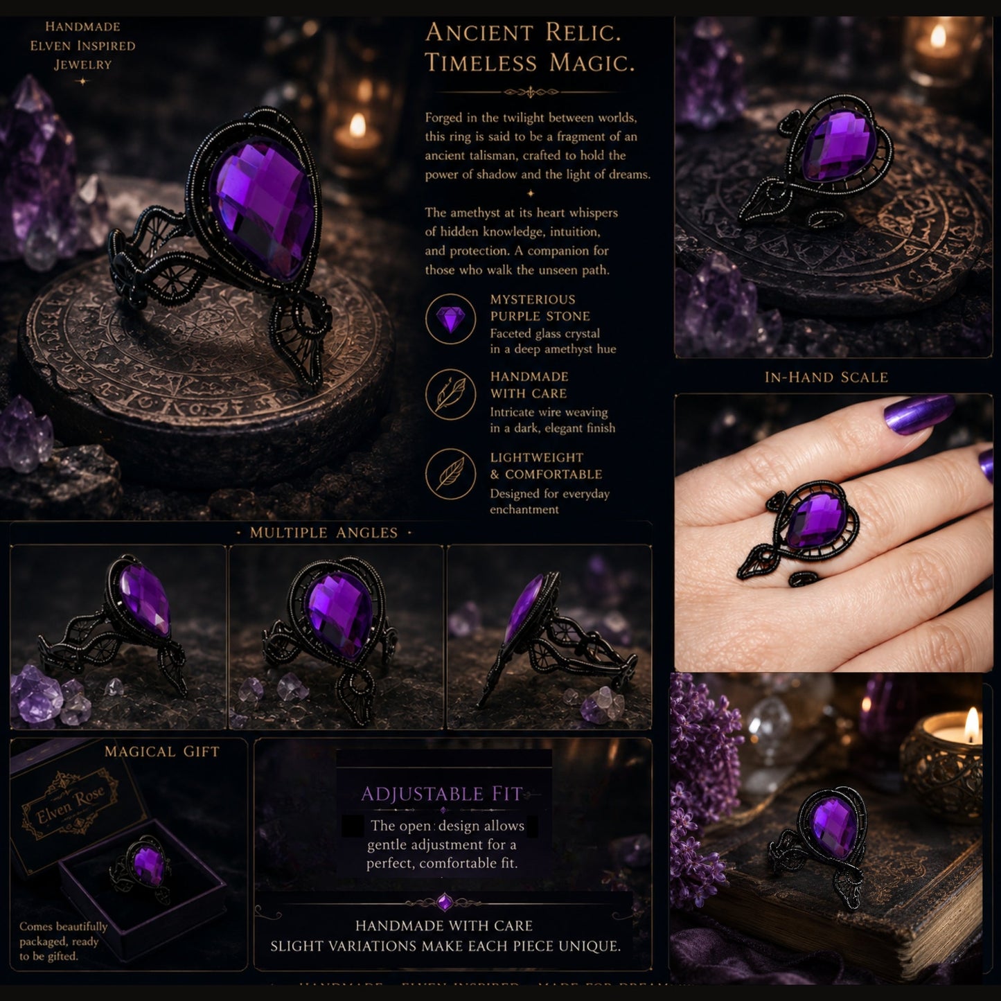 Nightweaver Ring - Elven Rose