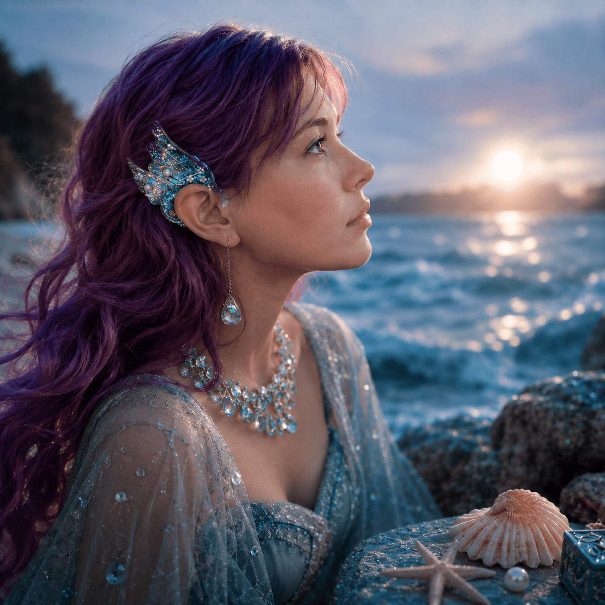 "Ocean Whisper Fairy Ears" Mermaid Ear Jewelry - Elven Rose