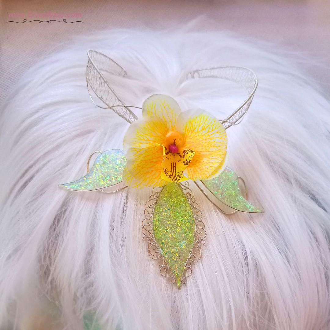 "Orchid of Enchantment" Fantasy Floral Collar Necklace - Elven Rose