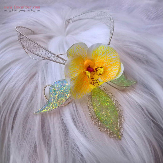 "Orchid of Enchantment" Fantasy Floral Collar Necklace - Elven Rose