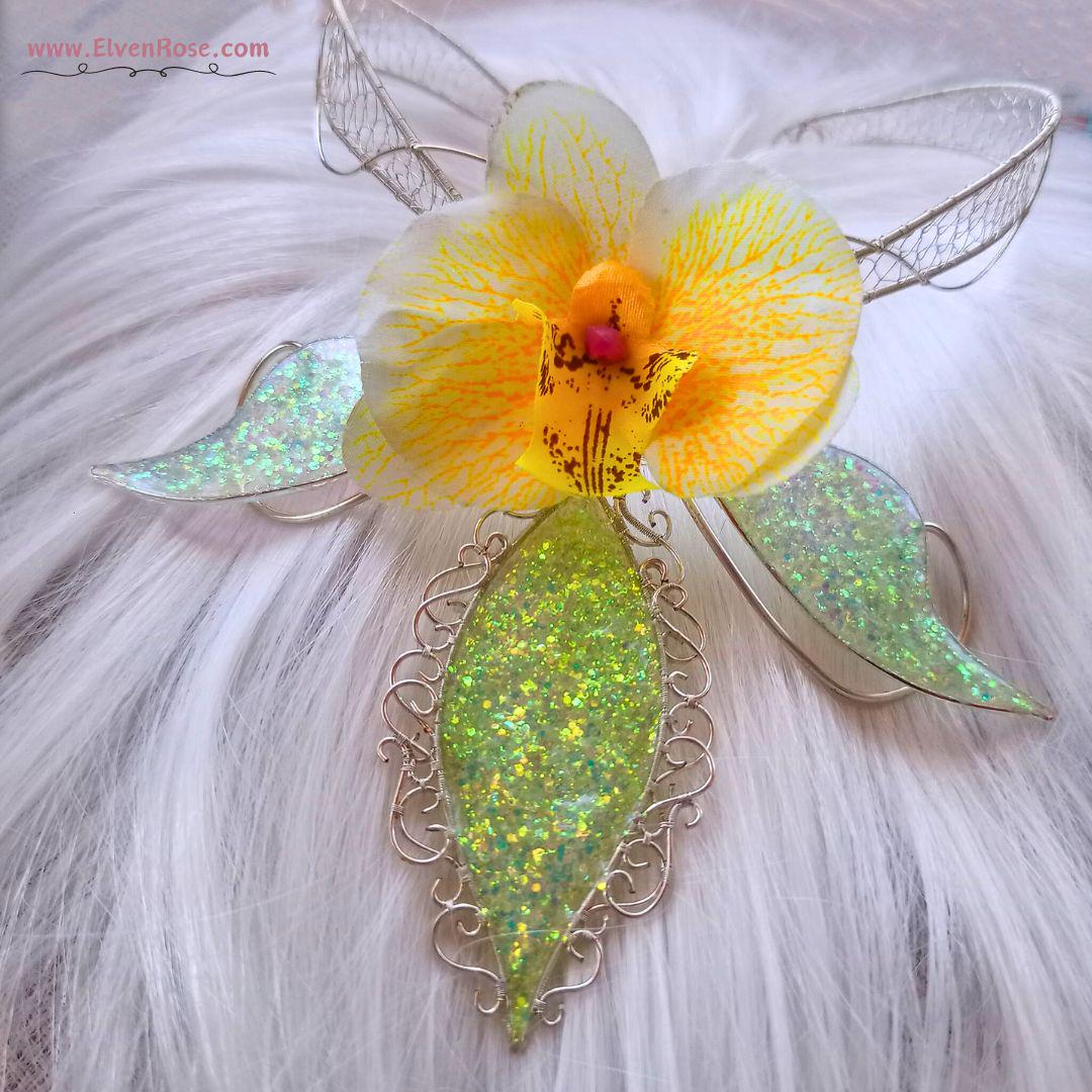 "Orchid of Enchantment" Fantasy Floral Collar Necklace - Elven Rose