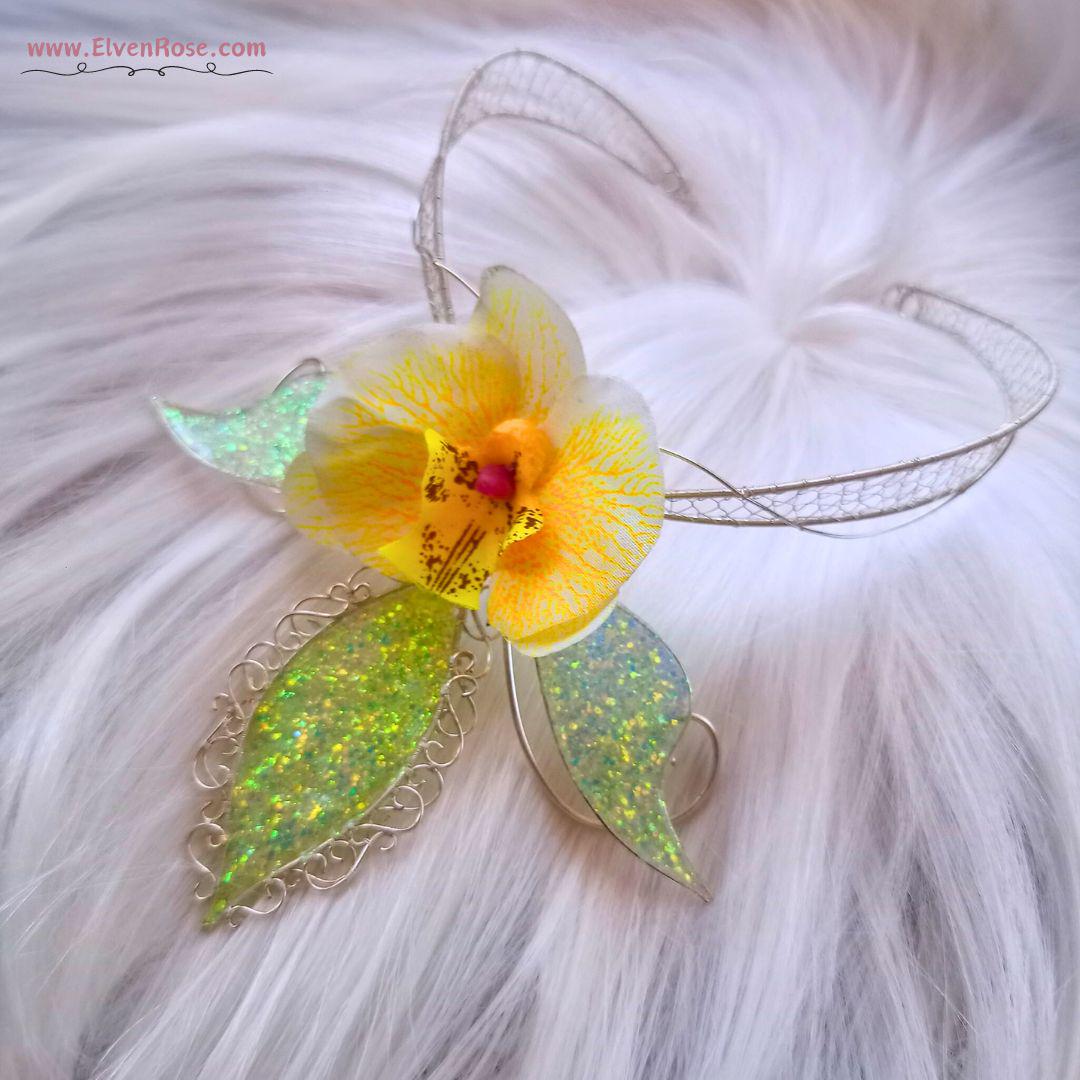 "Orchid of Enchantment" Fantasy Floral Collar Necklace - Elven Rose