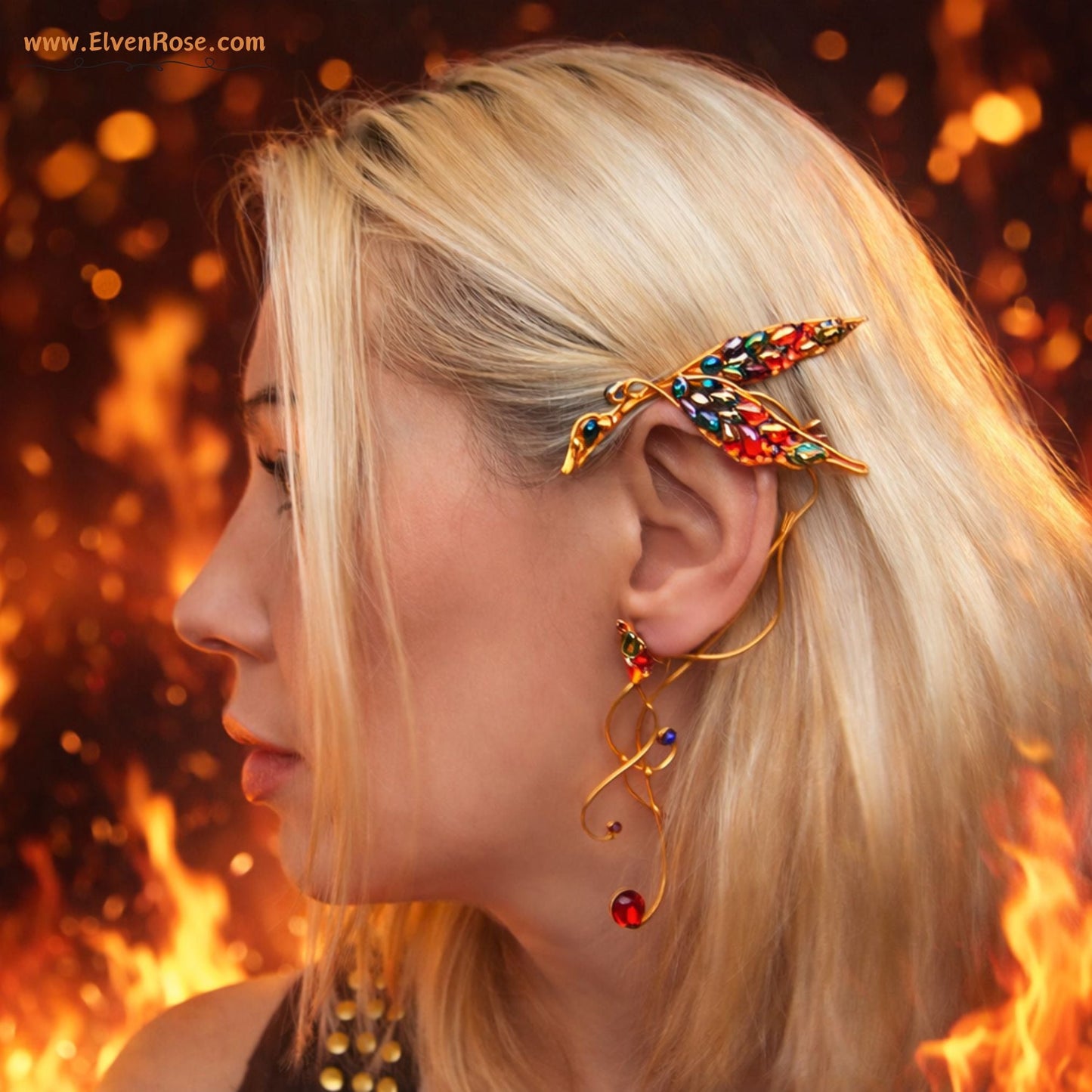 Phoenix Ear Wrap Earring - Elven Rose