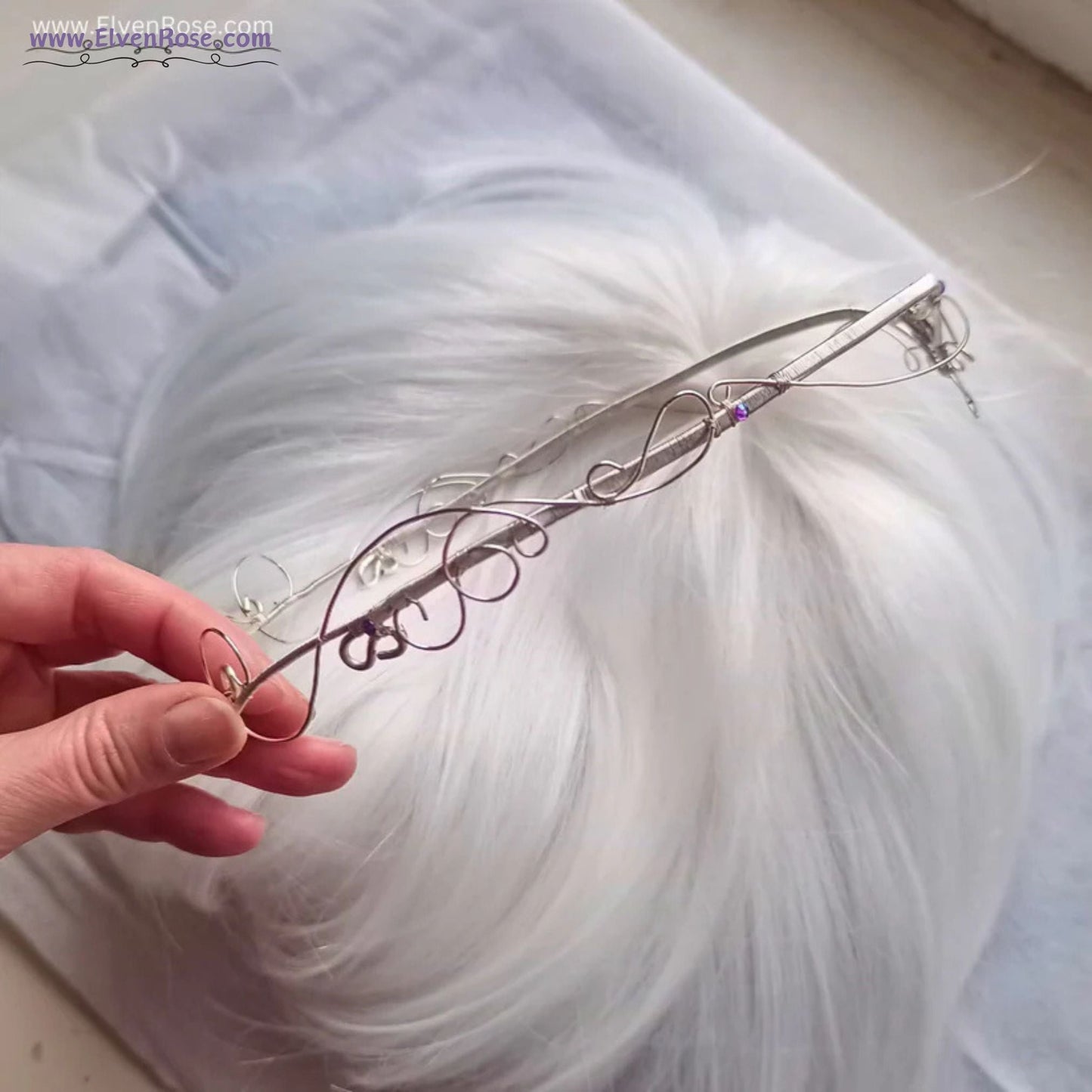 "Purple Dream Tiara" Silver Fantasy Crown with Crystals - Elven Rose