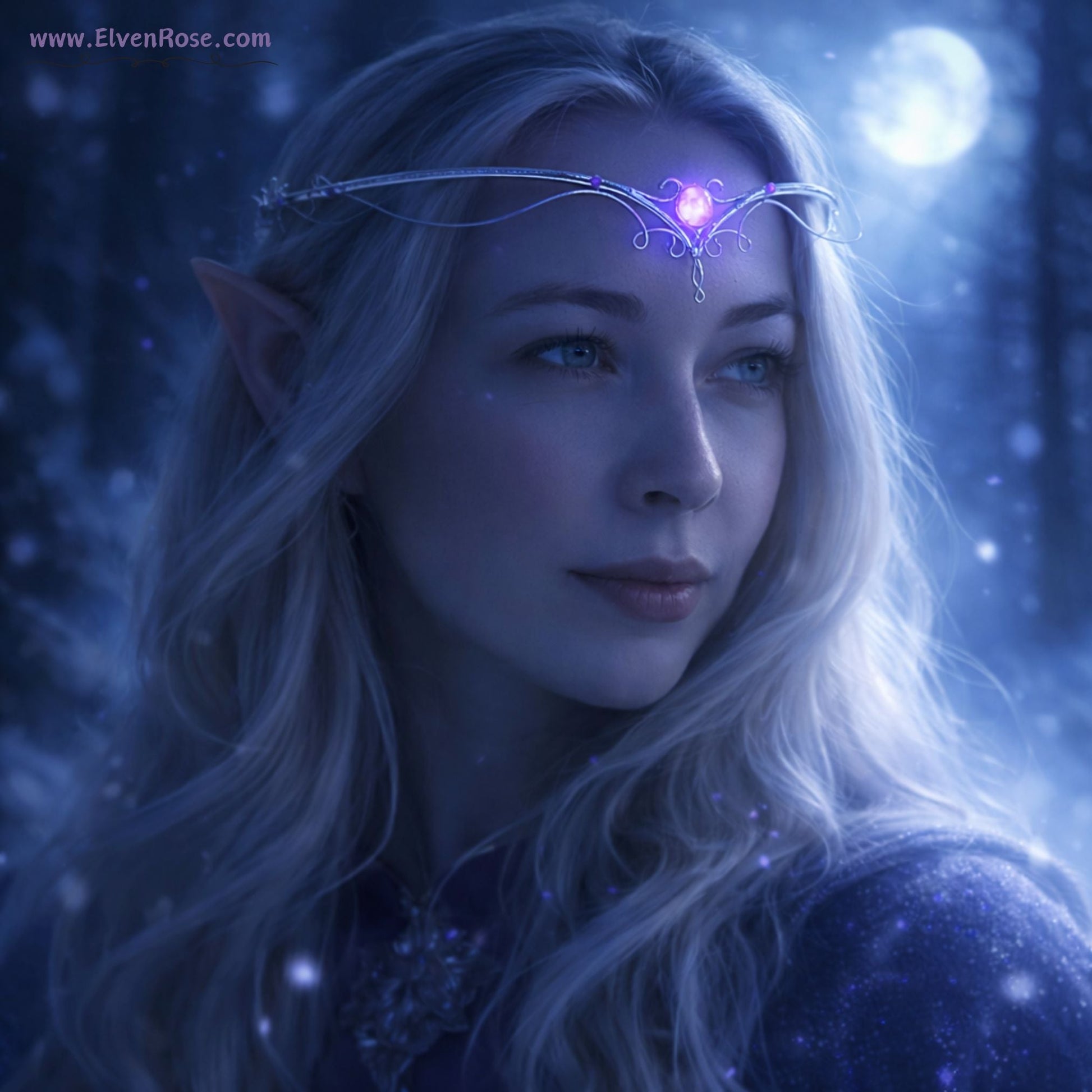 "Purple Dream Tiara" Silver Fantasy Crown with Crystals - Elven Rose