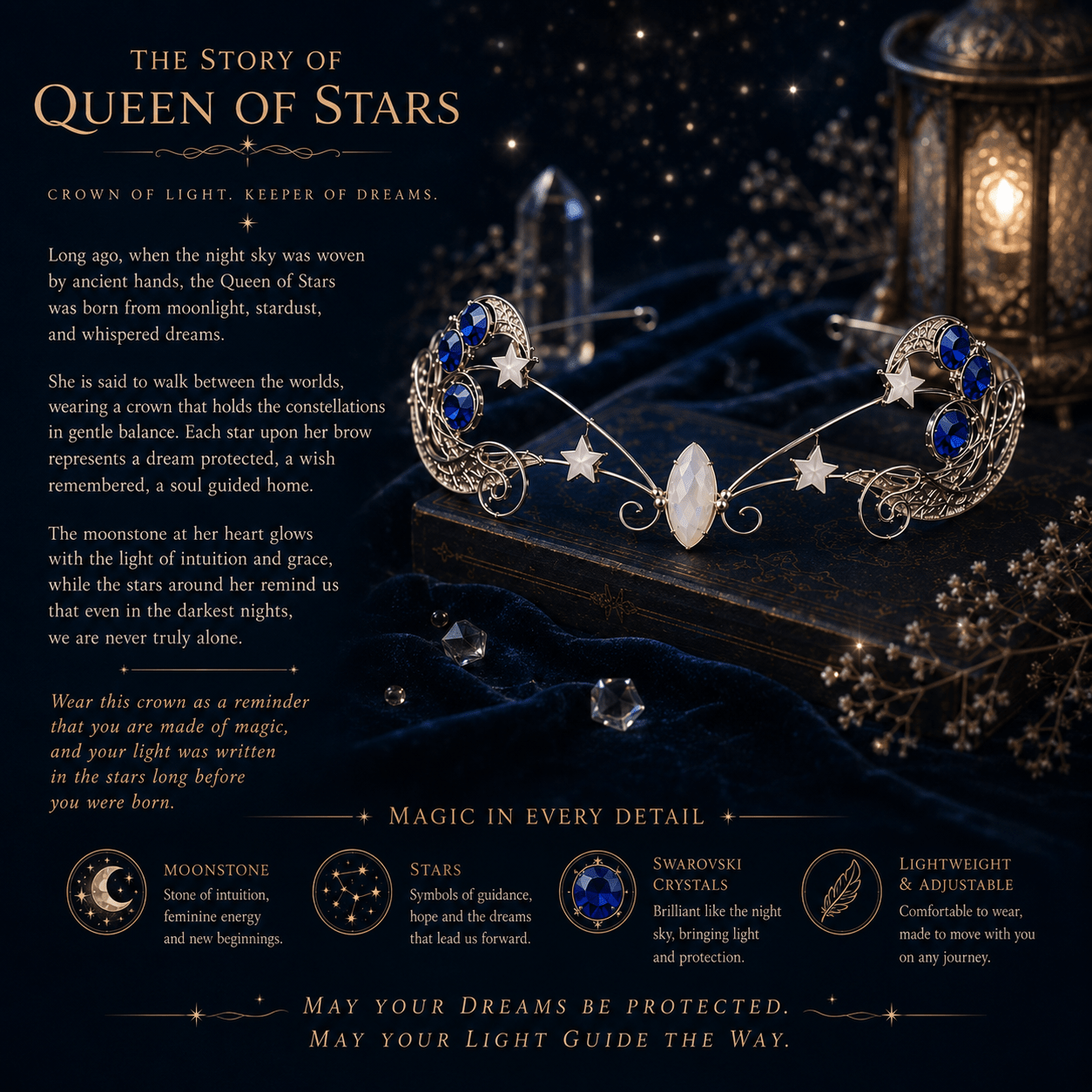 "Queen of Stars Crown" Celestial Elven Tiara - Elven Rose