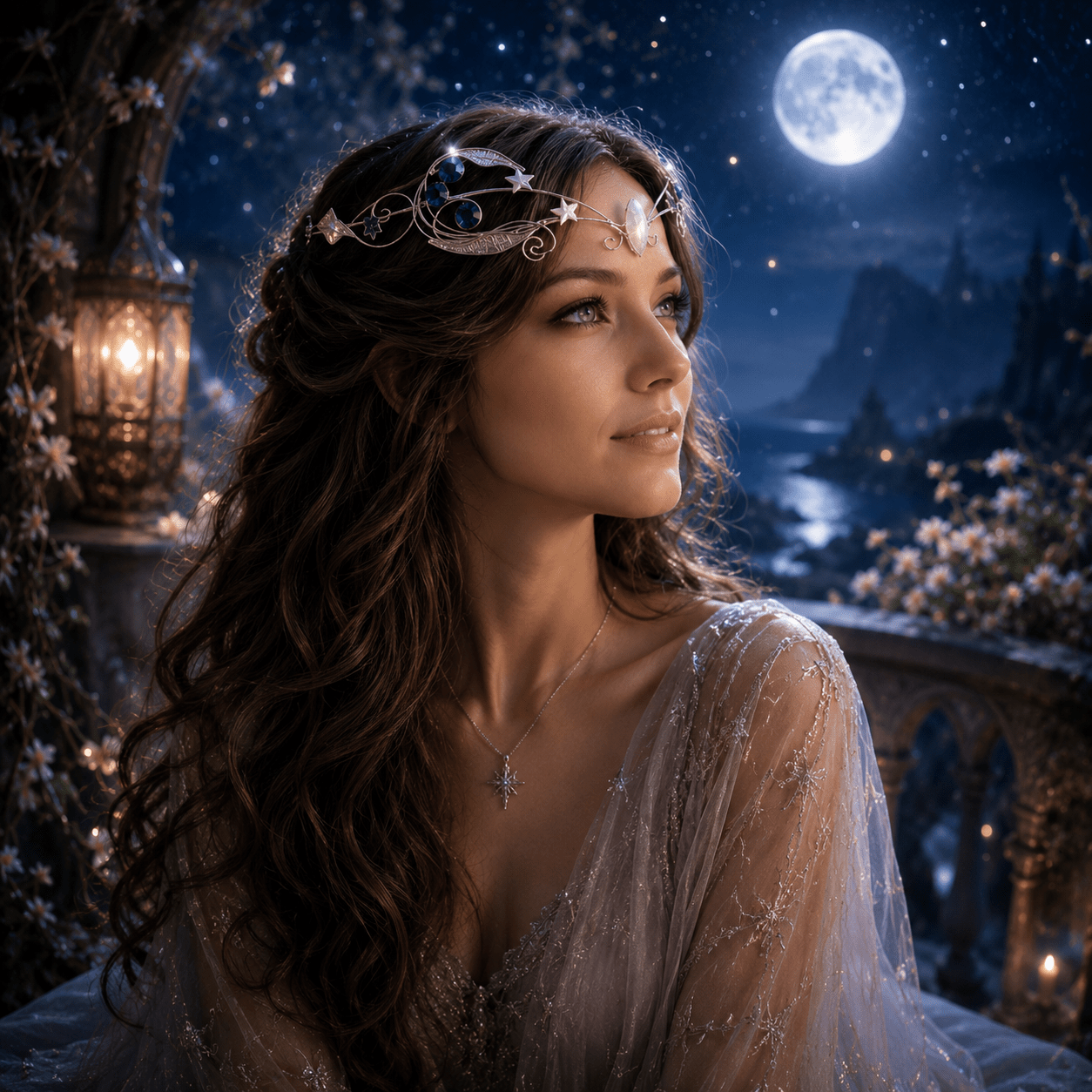 "Queen of Stars Crown" Celestial Elven Tiara - Elven Rose