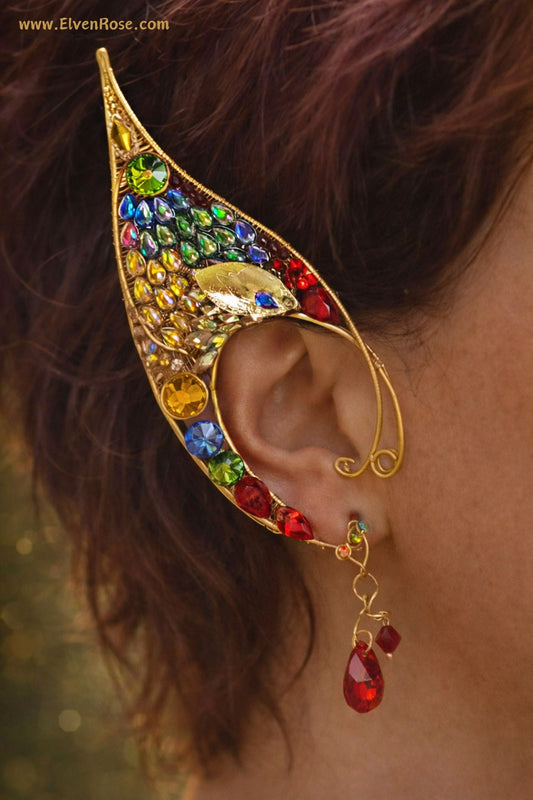 Rainbow Phoenix Elf Ear Cuff Set - Elven Rose