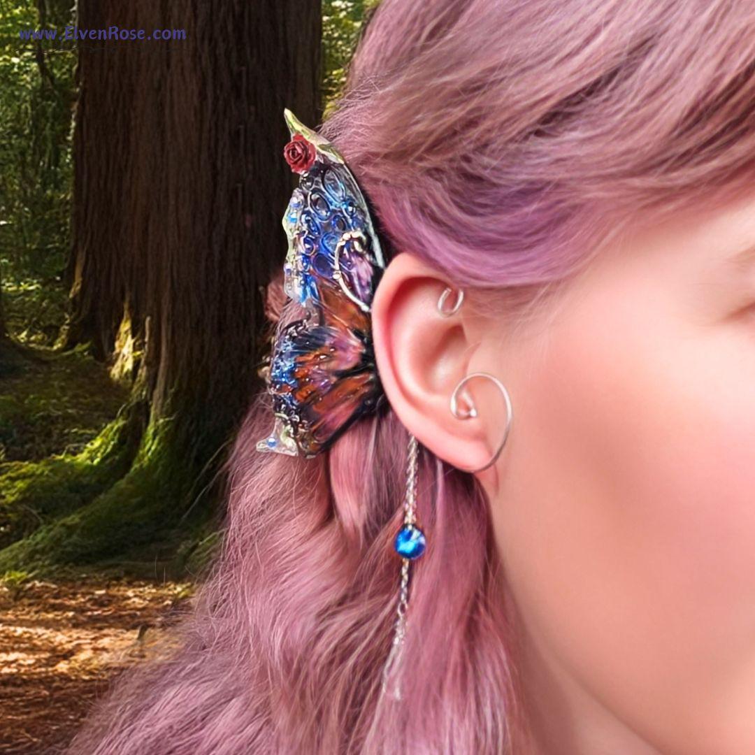 Roseglen Fairy Ear Wrap Earrings - Elven Rose