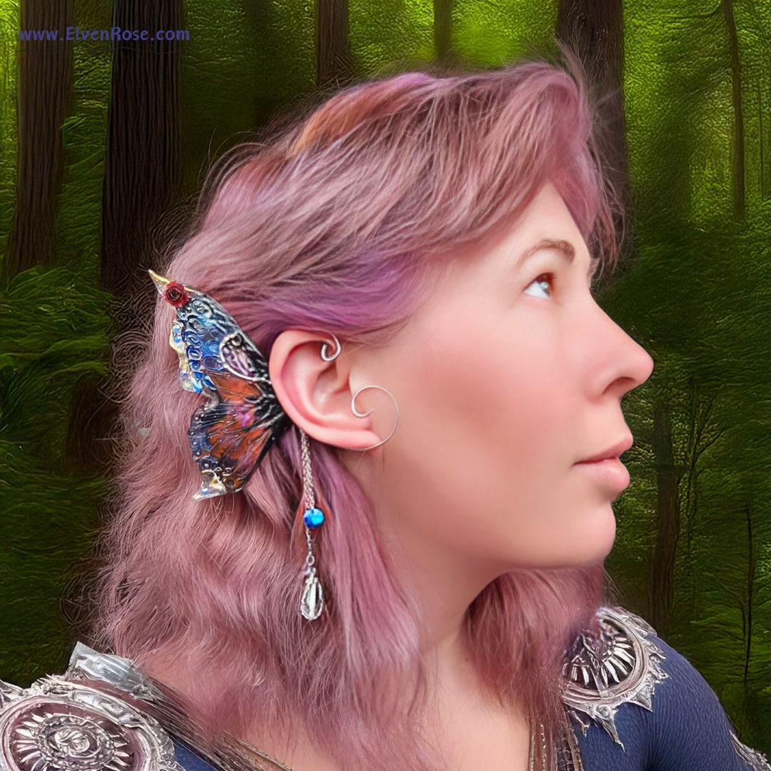 Roseglen Fairy Ear Wrap Earrings - Elven Rose