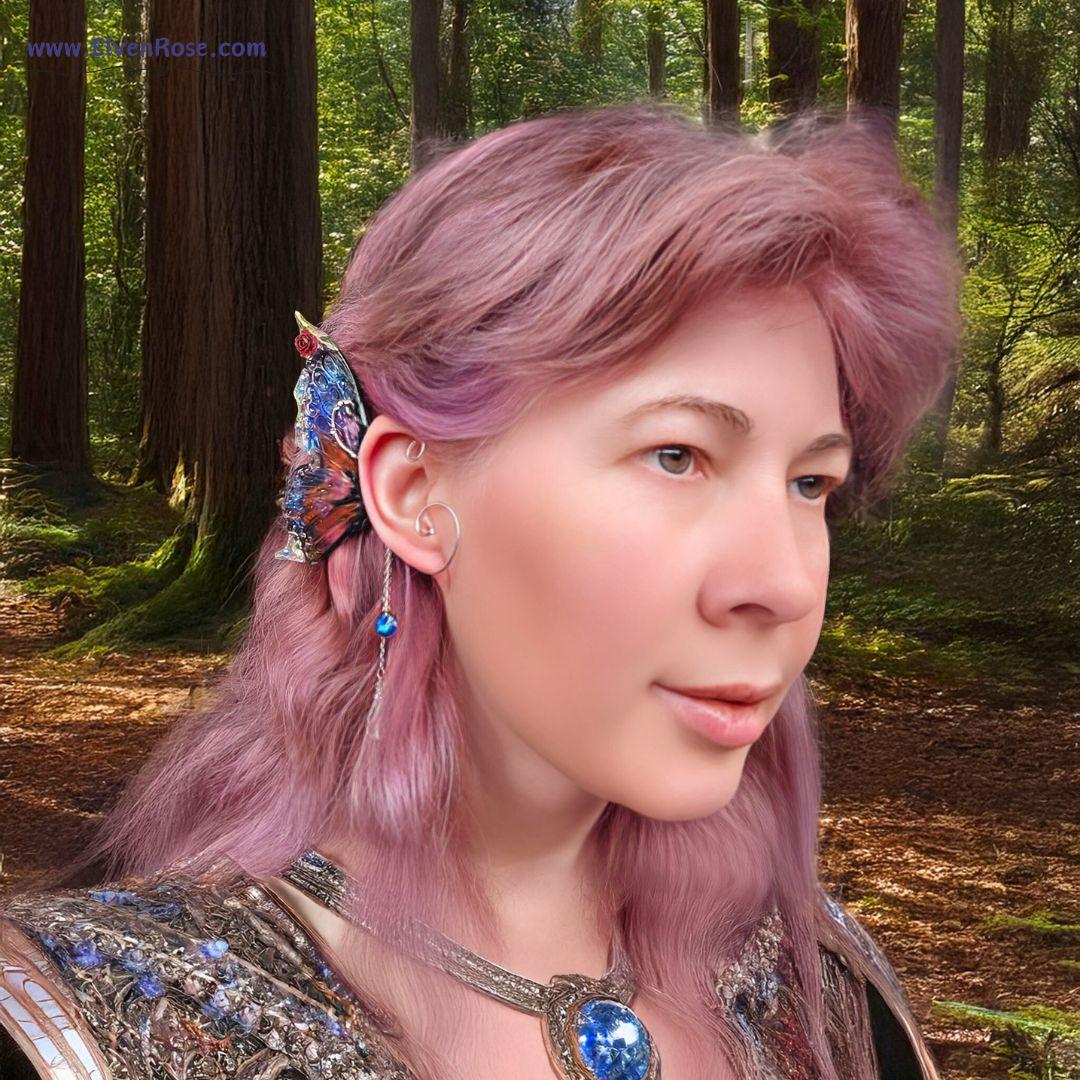 Roseglen Fairy Ear Wrap Earrings - Elven Rose